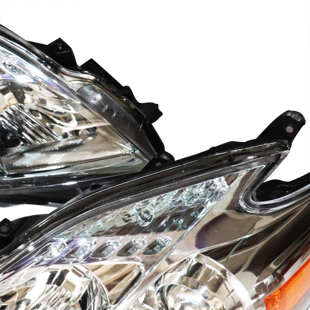 Anqidi Halogen Model LH+RH Headlights Headlamps Assembly Set for 2010-2011 Toyota Prius