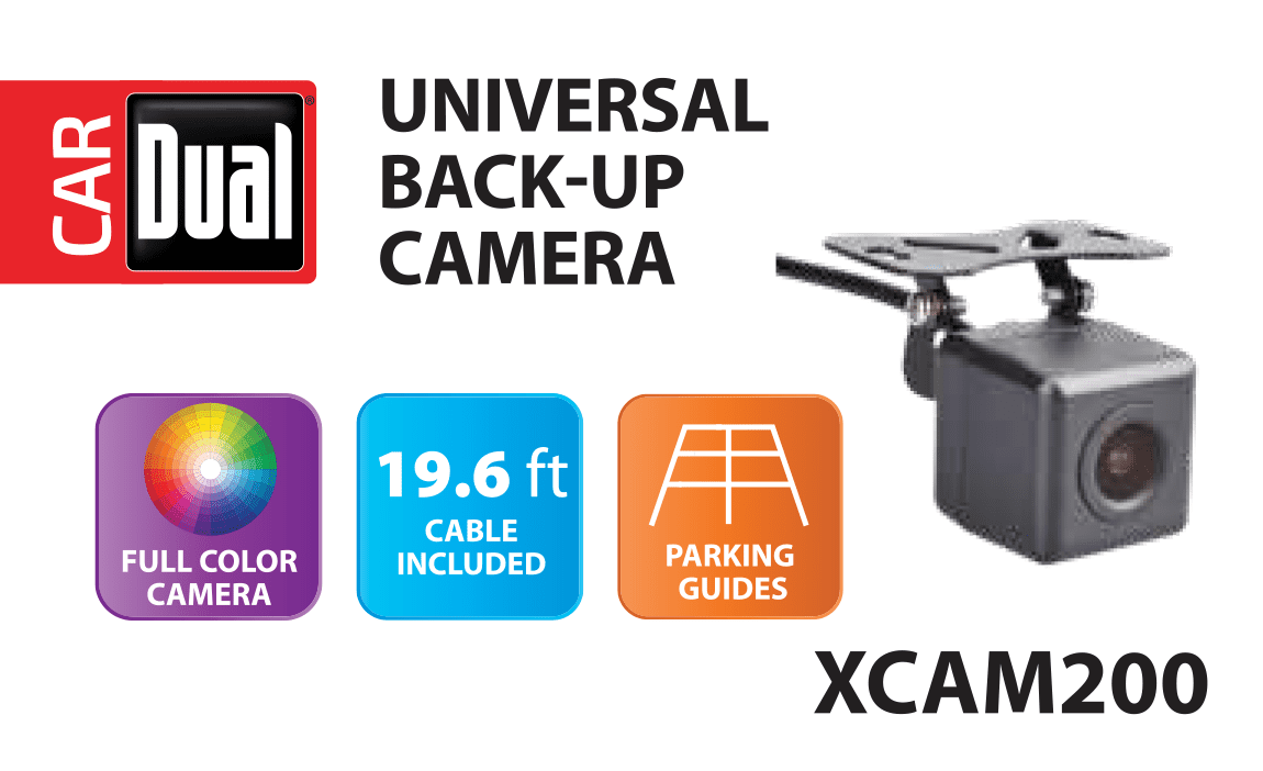 Dual Electronics XCAM200 Waterproof Full Color Backup Camera with Wide Viewing Angle Lens and Back-up Parking Guides