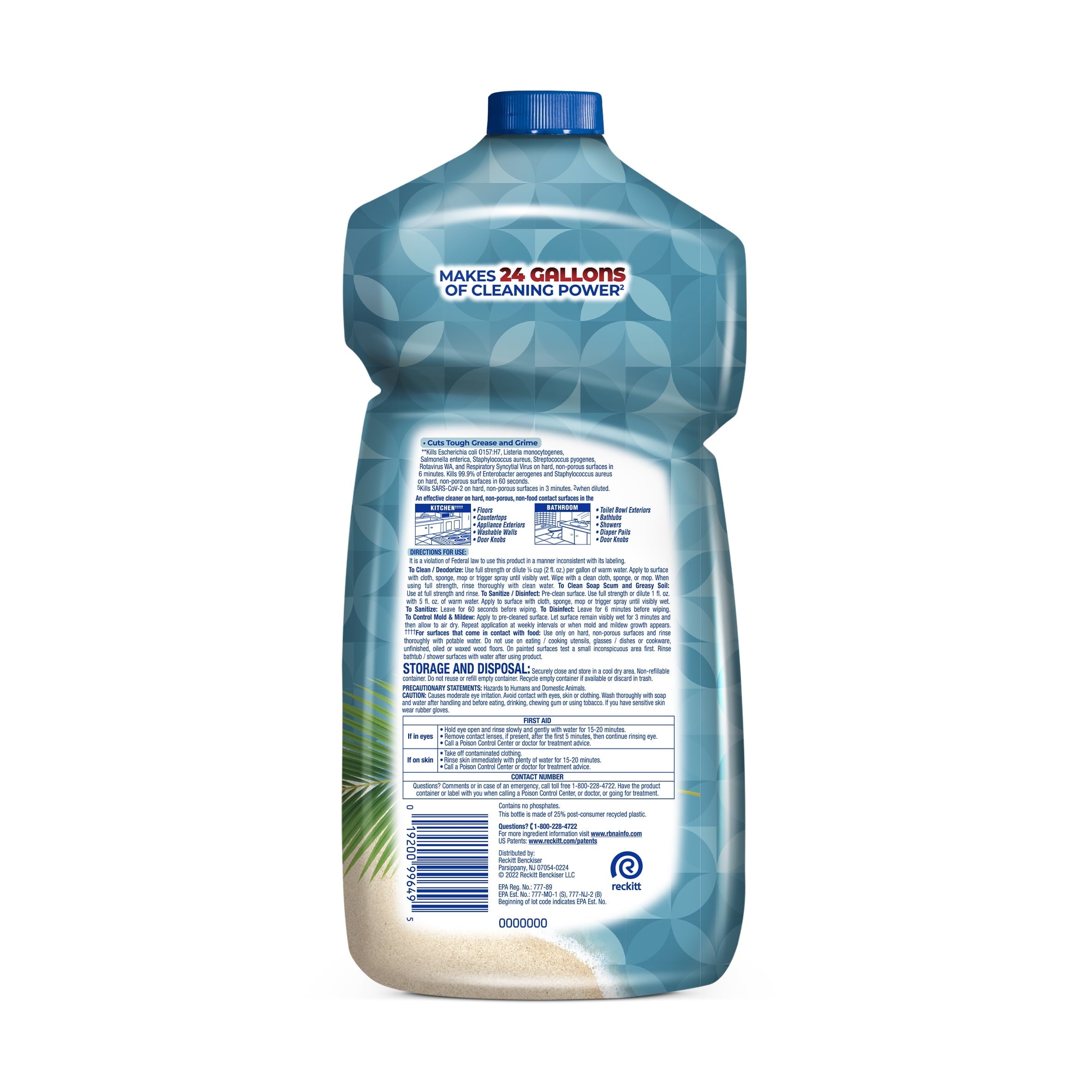 Lysol Multi-Surface Cleaner, Sanitizing and Disinfecting Pour, to Clean and Deodorize, Coconut & Sea Minerals, 48 Fl Oz