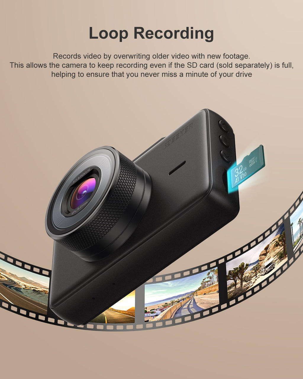 iZEEKER Dash Cam 1080P, Dash Camera for Cars with Night Vision, WDR, 3 Inch LCD Display Car Driving Recorder, 170° Wide Angle, G-Sensor, Loop Recording, Parking Mode