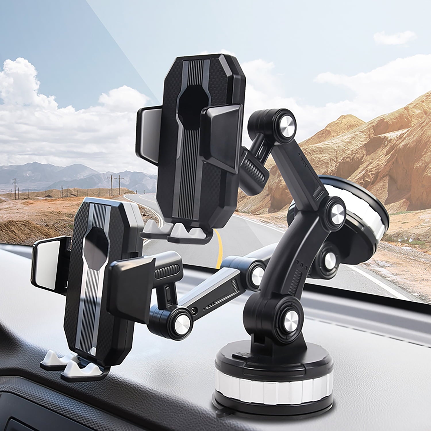 Car Phone Holder Mount Universal Adjustable Suction Cup Phone Holder for Car Air Vent Dashboard Windshield Fit for iPhone Smartphones