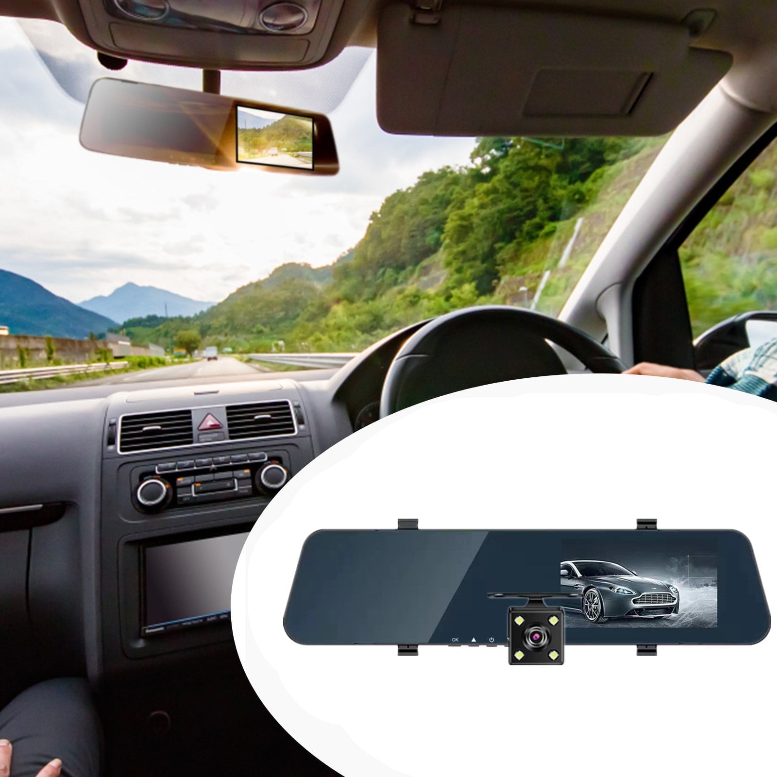 GiliGiliso Mirror Dash Cam Backup Camera12 Inch, HD1080p Smart Camera Rearview Mirror For Cars & Trucks, Front And Rear View Dual Cameras, Night Vision, Parking Assistance Back to School