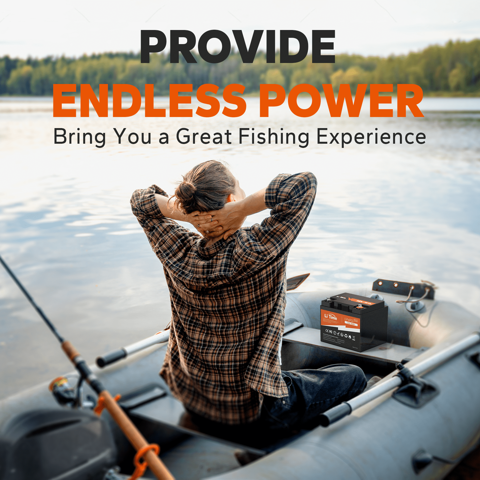 LiTime 12V 50Ah LiFePO4 Lithium Ion Battery, 4000+ Cycles, Lighter LiFePO4 Battery for Camping Trolling Motor Boat