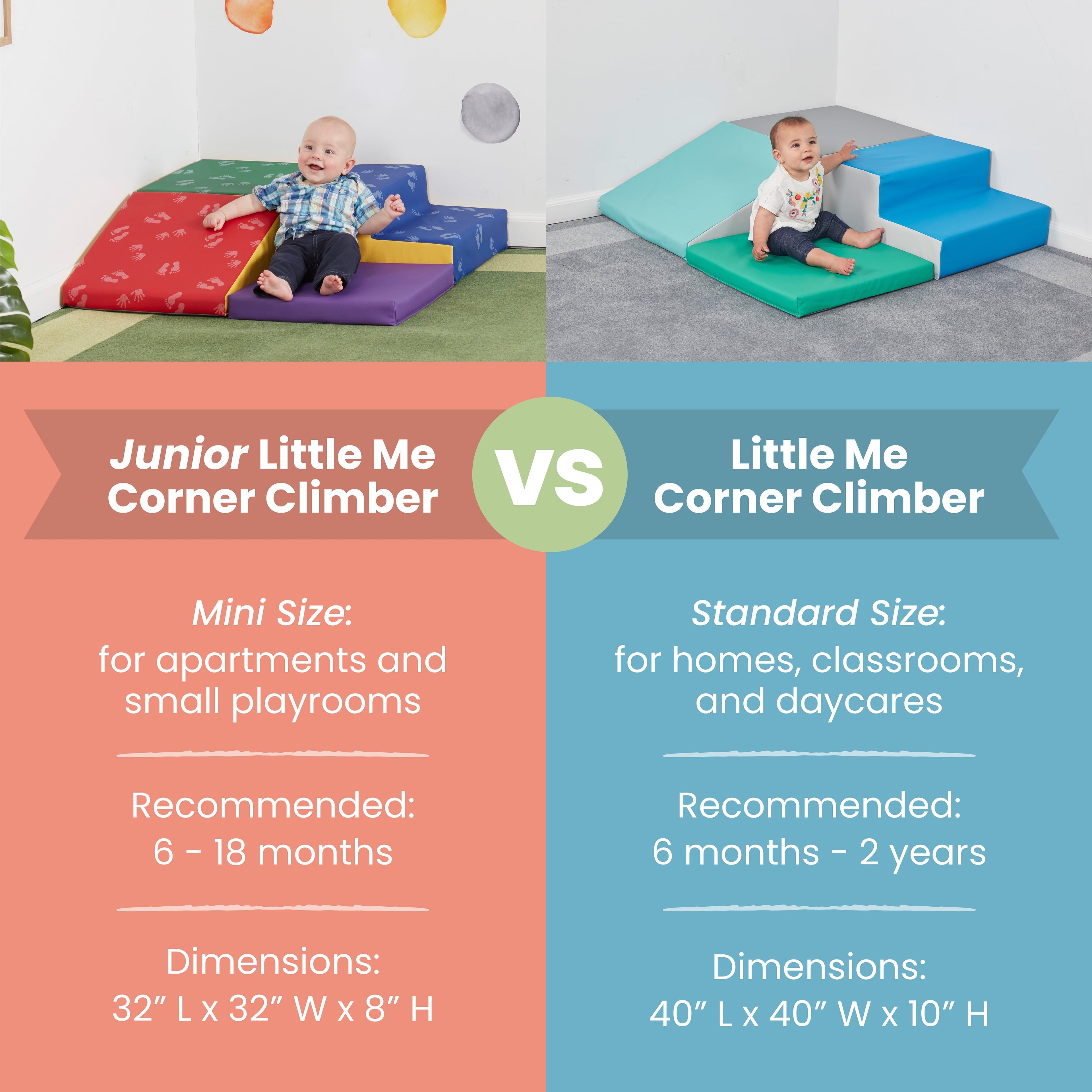 ECR4Kids SoftZone Junior Little Me Corner Climber, Beginner Playset, Contemporary, 4-Piece
