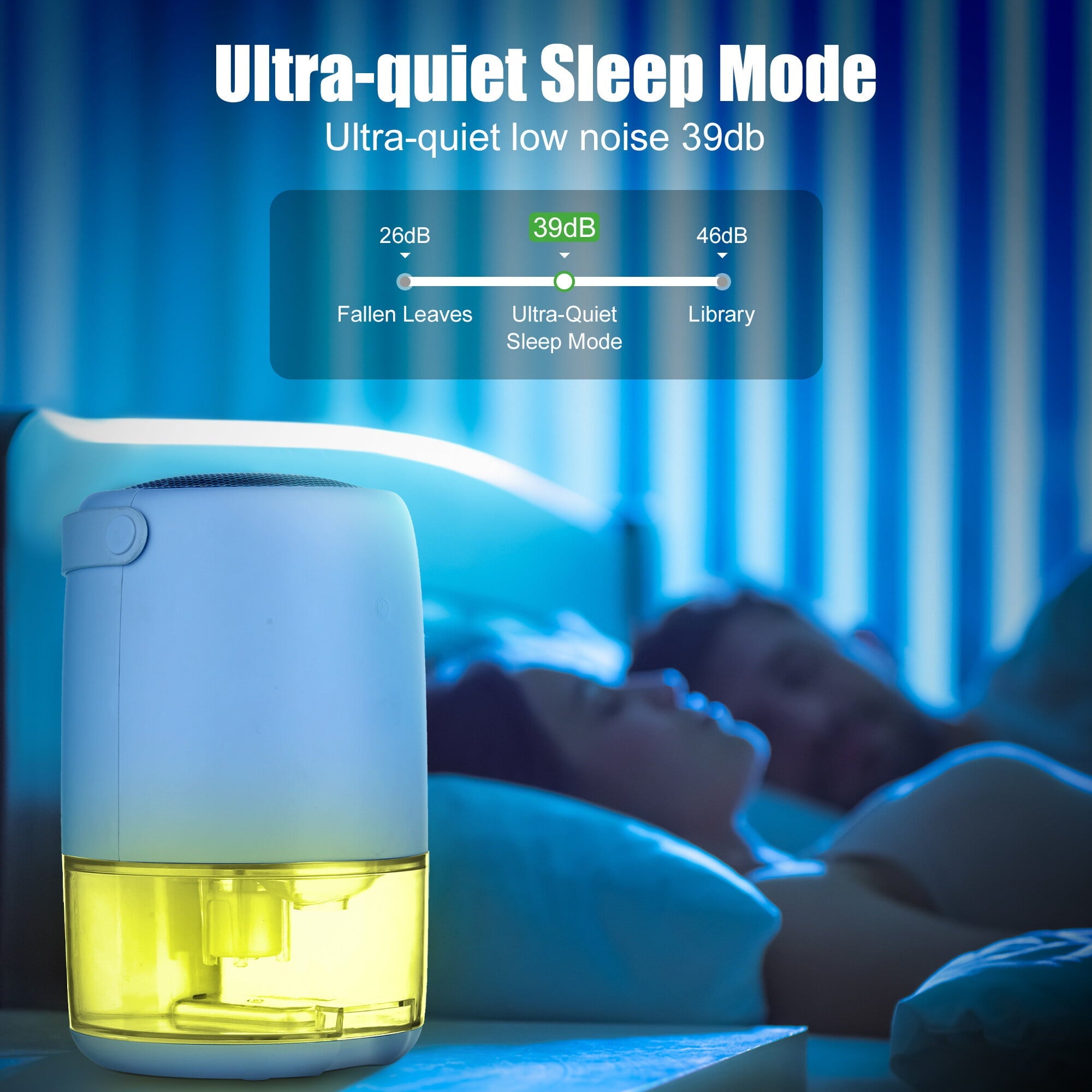 Uarter 1100ml Ultra Quiet Small Dehumidifier with LED Light for Home, 480 Sq ft