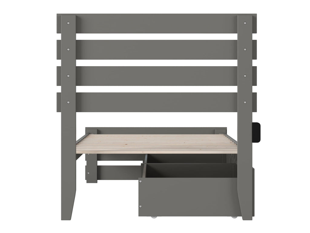 Oxford Twin Bed with Footboard and USB Turbo Charger with 2 Drawers in Grey