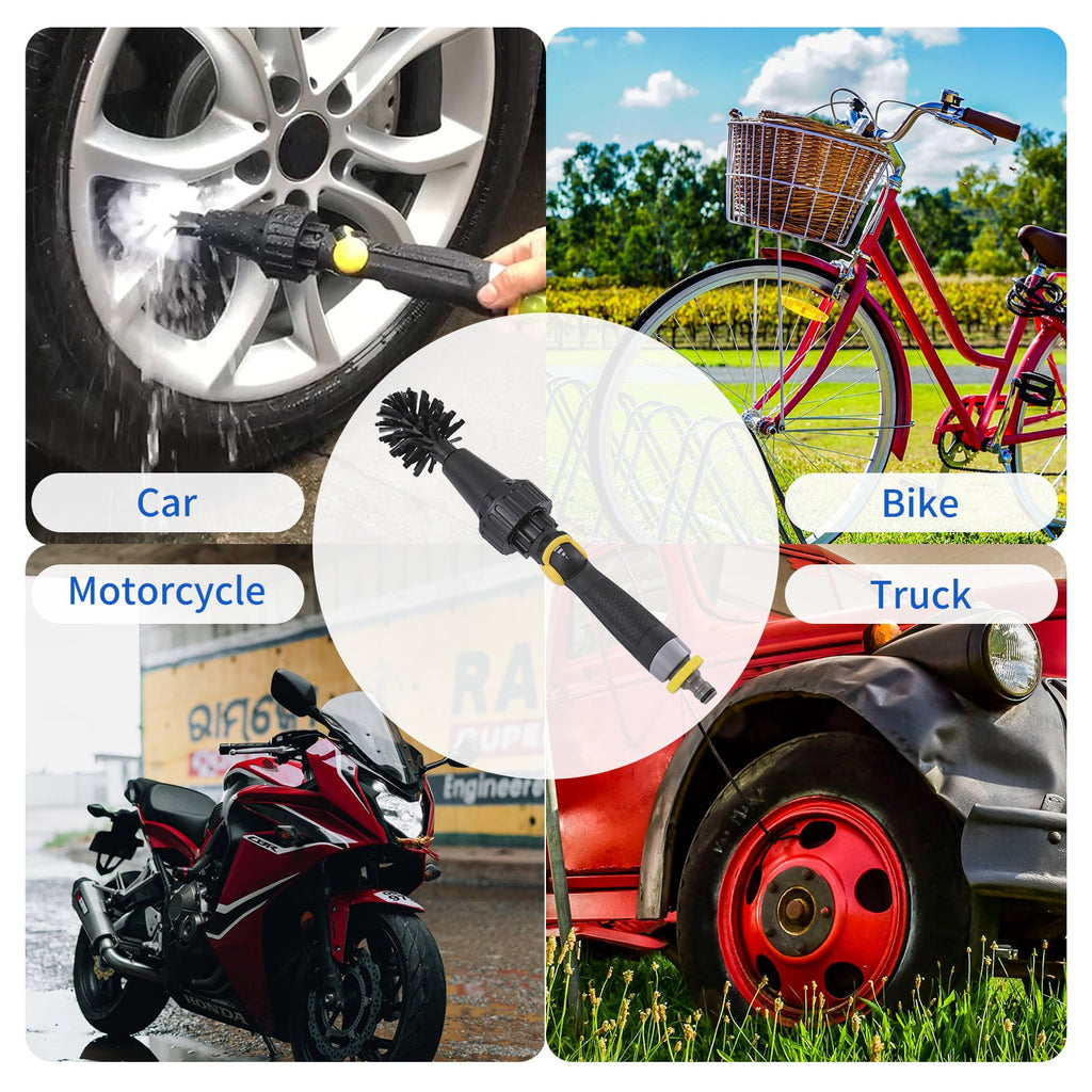 Gecheer Auto Cleaning Wheel Brush Car Detailing  Brushes Rotary Cleaning Brush for Scrub Wash Tires Grills Bike Motorcycle Wheels