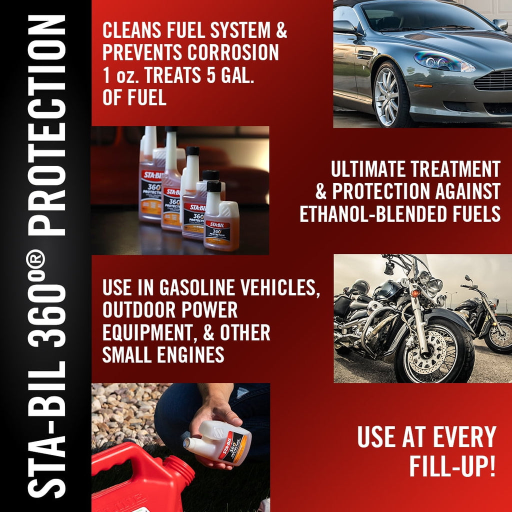 STA-BIL 360 Protection Ethanol Treatment And Fuel Stabilizer - Prevents Corrosion - Prevents Ethanol Damage - Cleans Entire Fuel System - Treats 50 Gallons, 10 fl. oz. (22264)