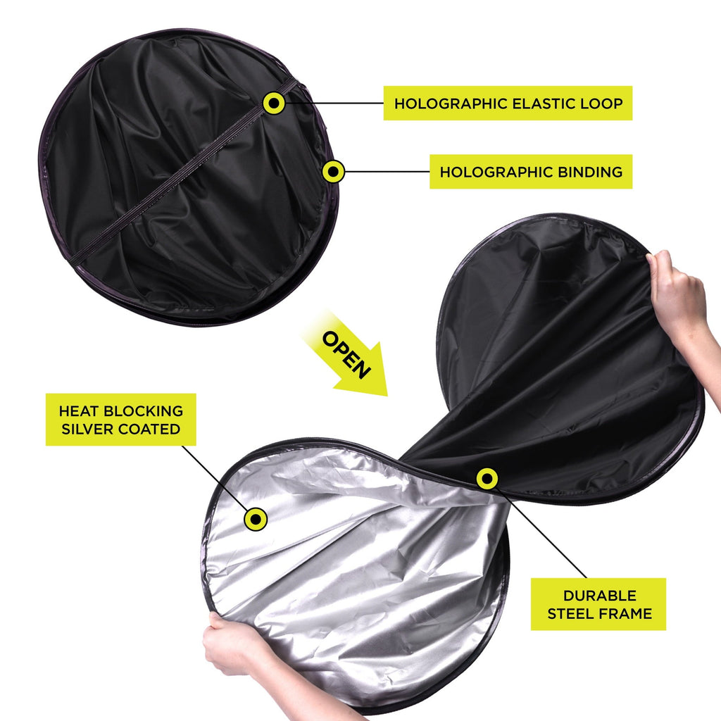 Auto Drive Black Twist Sunshade for Automotive Windshield 1 Pair, 28.5" x 31.5"