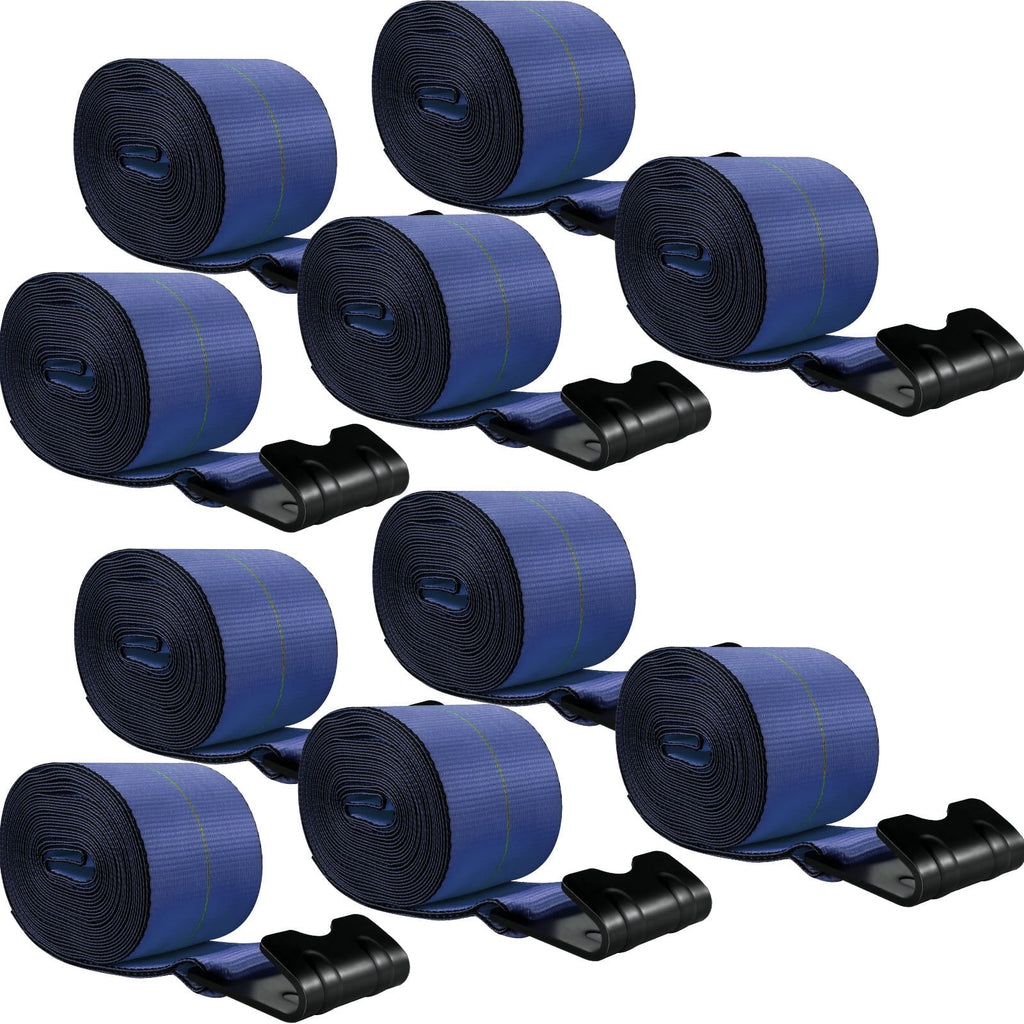 BENTISM Truck Straps Winch Straps 4"x30' with Flat Hook for Towing Blue 10 Pack