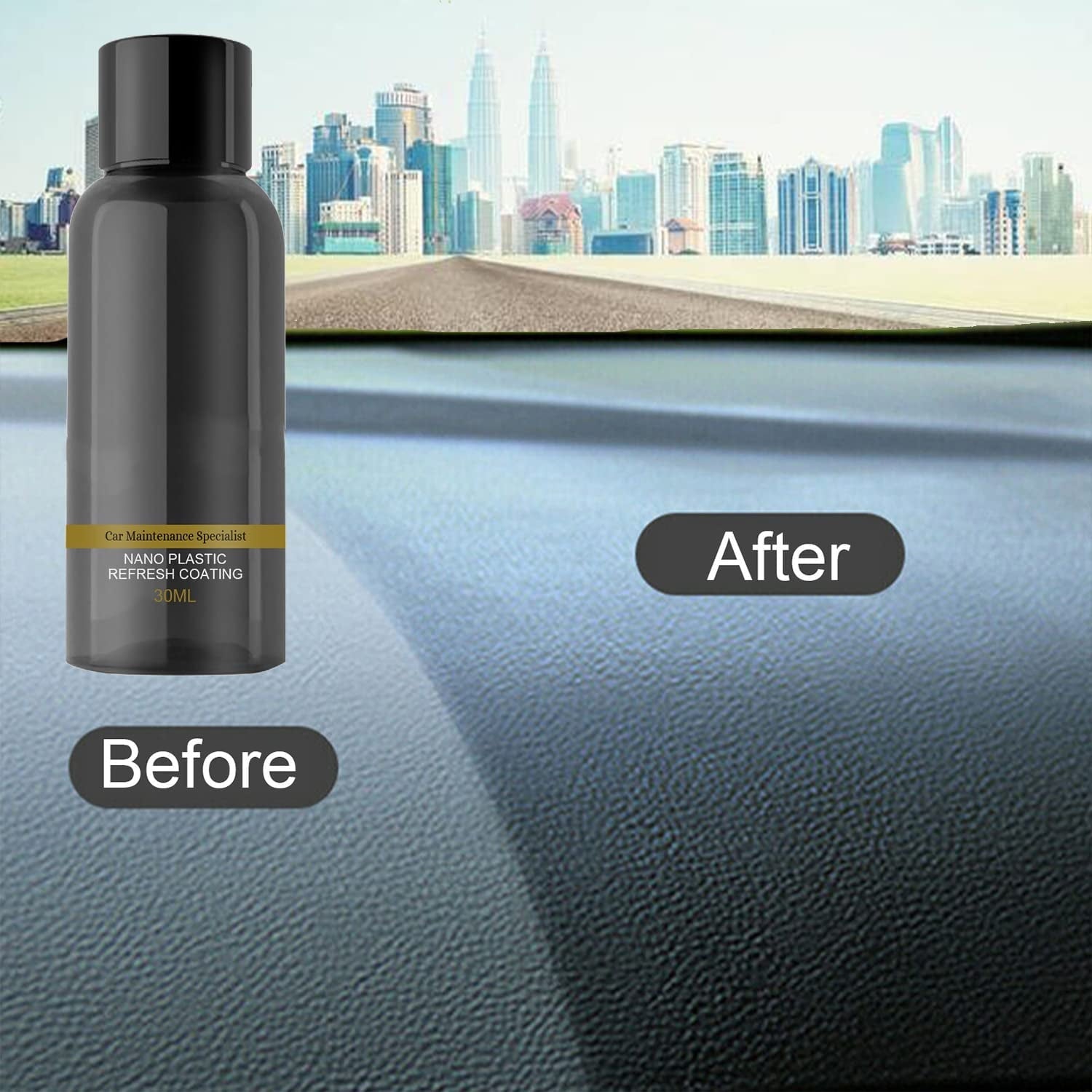 Car Cleaning Kit Plastic Revitalizing Coating Agent, Nano Plastic Refreshing Coating, Plastic Parts Refurbish Agent for Car - Car Care Tools with Sponge and Towel (30ml*1pcs)