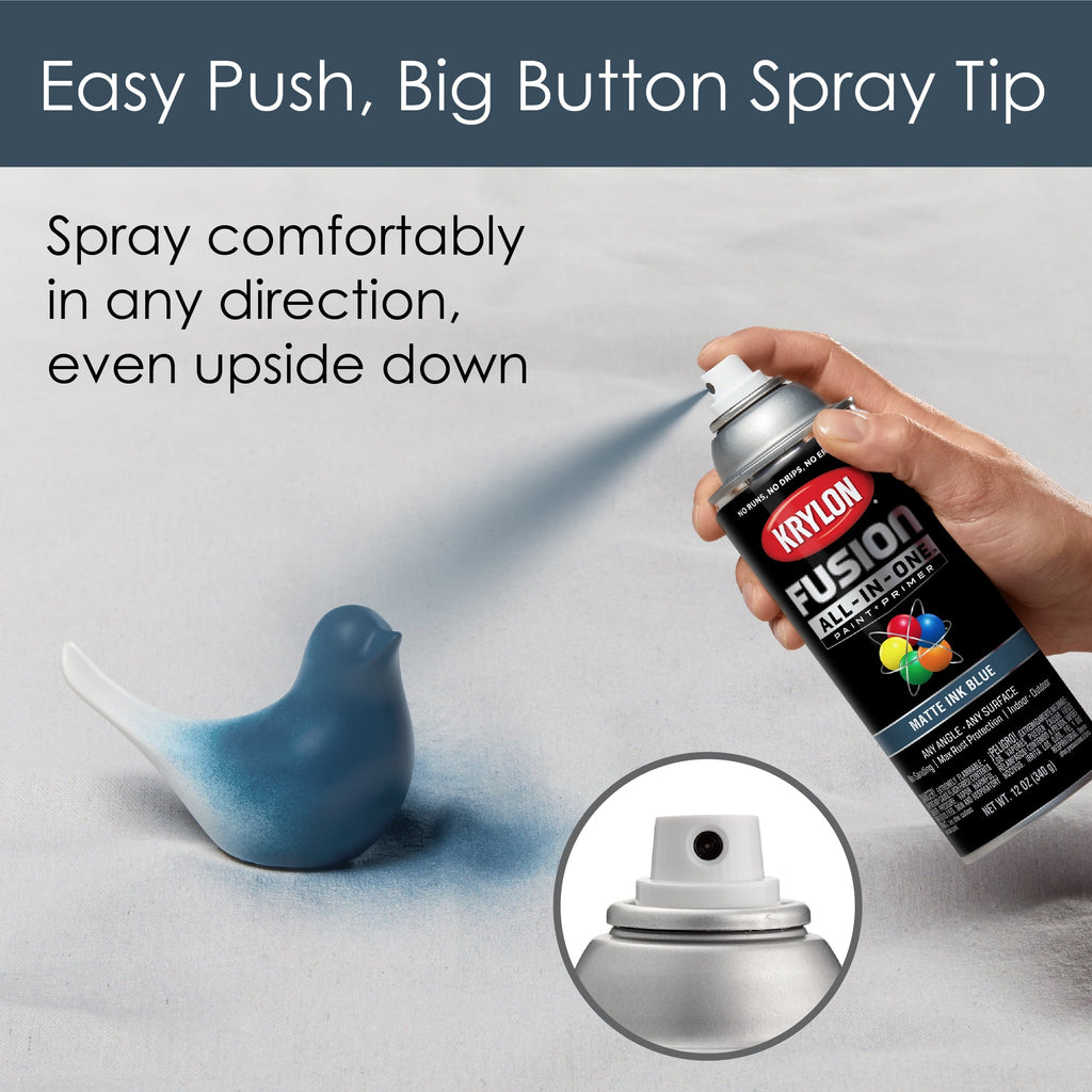Krylon K02758007 Krylon Fusion All-In-One Ink Blue Matte 12 oz Spray Paint, Multi-Surface, (1 Piece, 1 Pack)