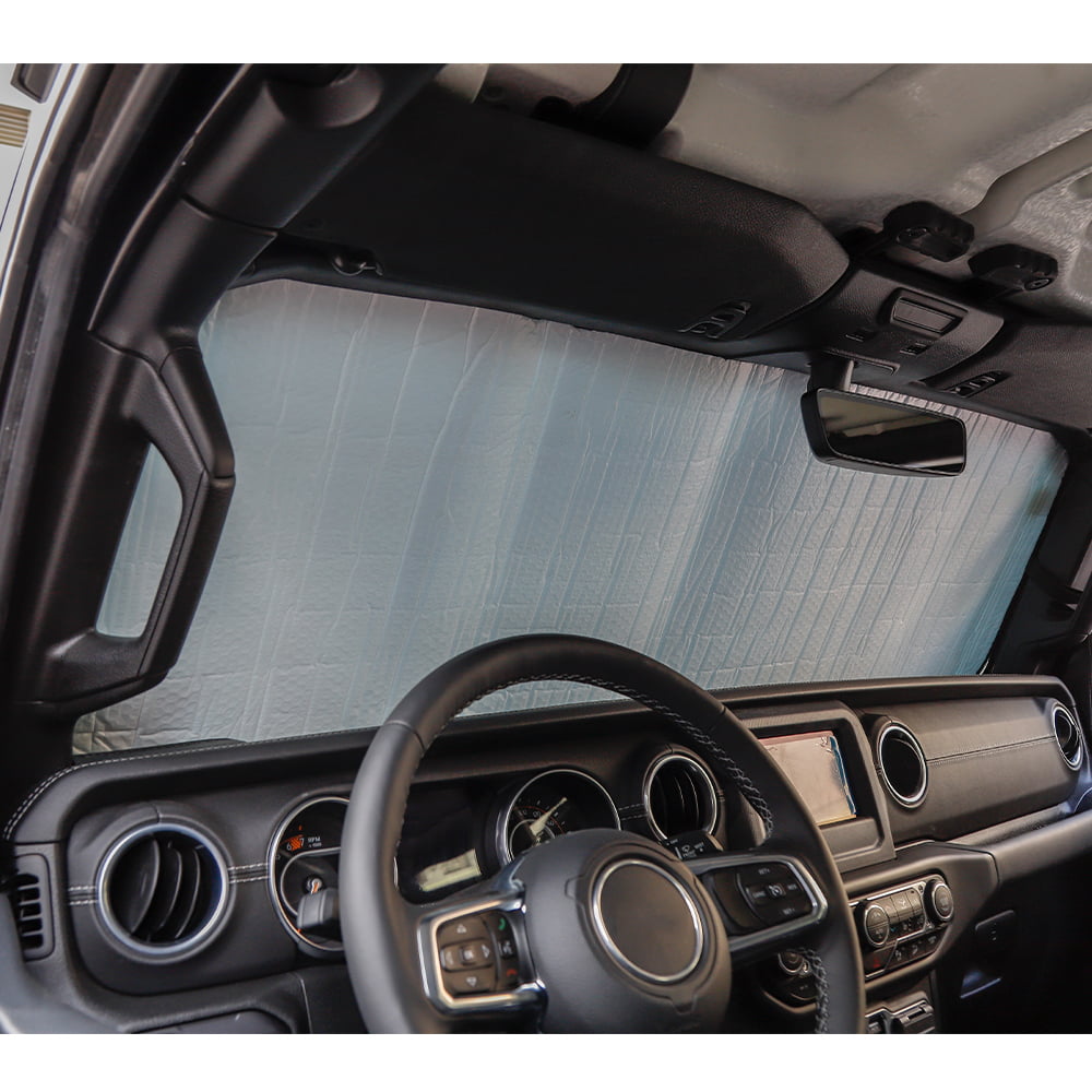 CheroCar Car Sun Shade Windshield Visor Cover for Jeep Wrangler JL JLU & Jeep Gladiator JT 2018-2023, Silver