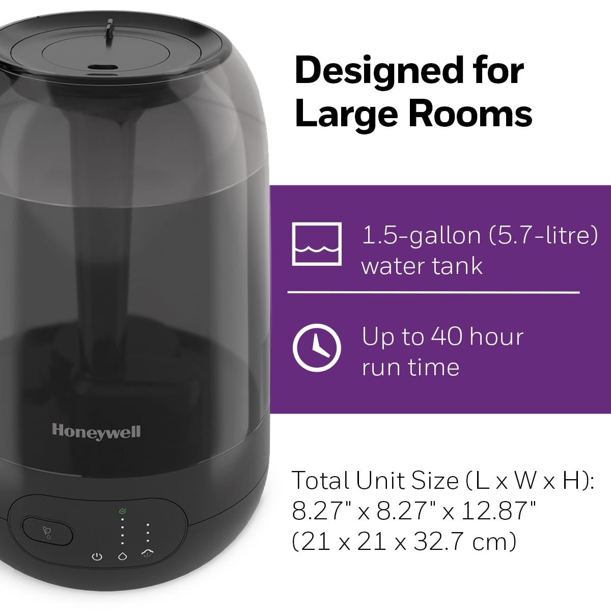 Honeywell Ultra Plus Cool Mist Humidifier for Large Rooms, 500 sq. ft, Black, HUL565B