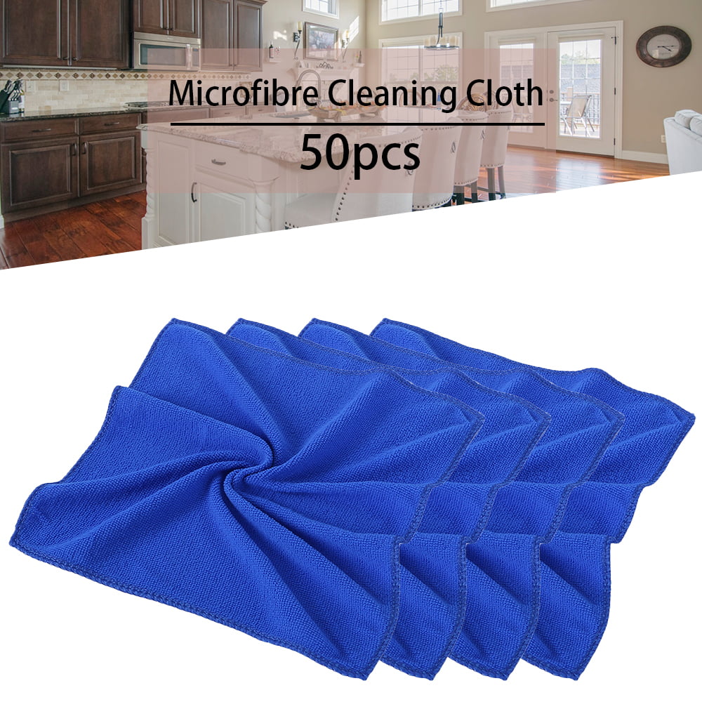 Willstar 50Pcs Microfiber Auto Cleaning Cloth Detailing Soft Wash Towel for Car Detailing Duster-Blue(9.75"*9.75")