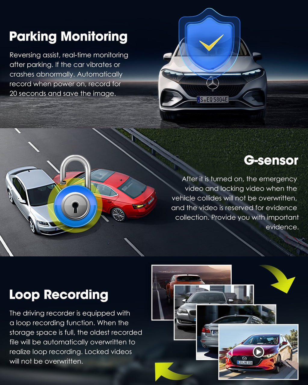 TOGUARD Dash Cam 4K with 5Ghz Wifi GPS, 4K+2K Dash Cam Front and Rear 3.16” Touch Screen Dual Sony Night Vision Car Camera, Voice Commands, WDR, Type C, with 64GB Memory Card