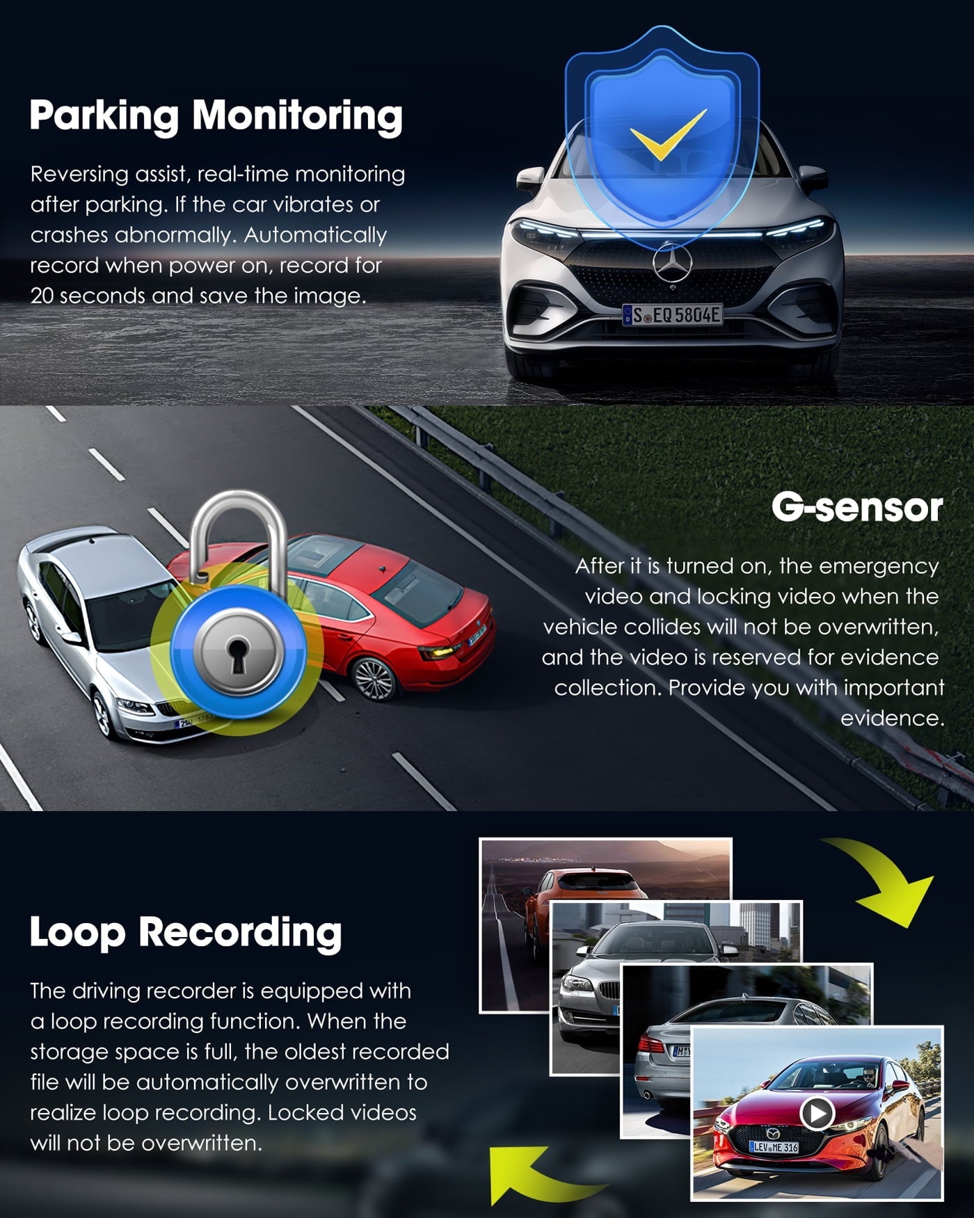 TOGUARD Dash Cam 4K with 5Ghz Wifi GPS, 4K+2K Dash Cam Front and Rear 3.16” Touch Screen Dual Sony Night Vision Car Camera, Voice Commands, WDR, Type C, with 64GB Memory Card