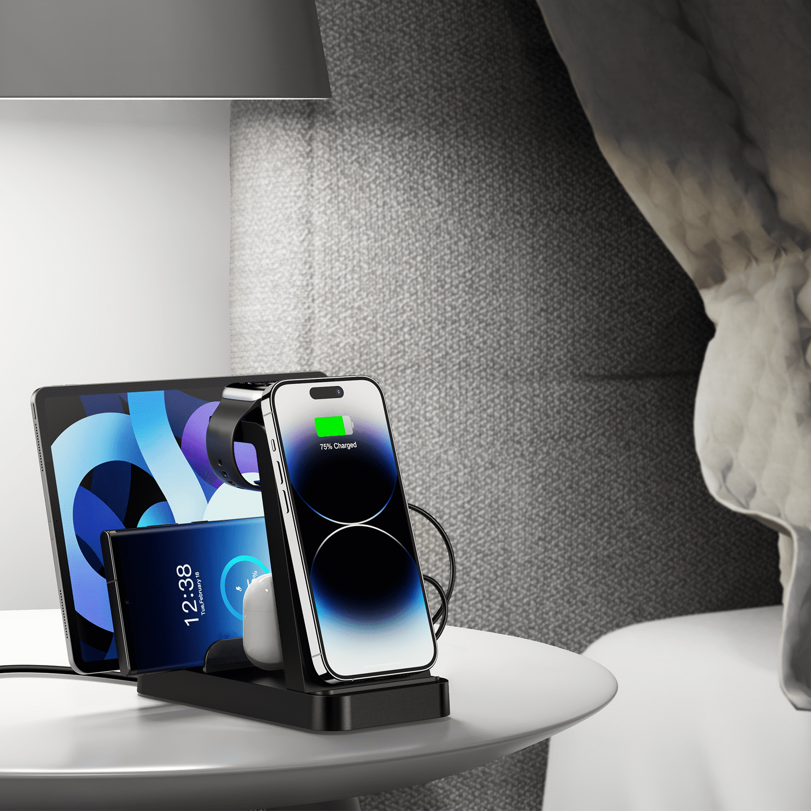 Wireless Charger for iPhone: Charging Station for Multiple Devices Apple - Fast Charging Dock for iPhone 14/13/12 X Pro Max/Tablets/iPad/Airpods, Wireless Watch Charger for iWatch Ultra (Black)