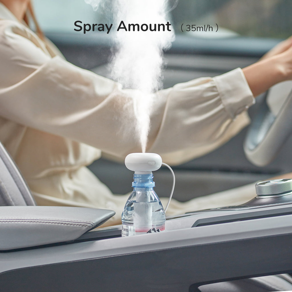 JISULIFE Mini Portable Humidifier, Small USB Personal Humidifiers with Ultra Quiet, Container Diversity, Auto Shut off, Tiny Travel Easy Use Humidifier for Plants, Car, Office, Hotel - White
