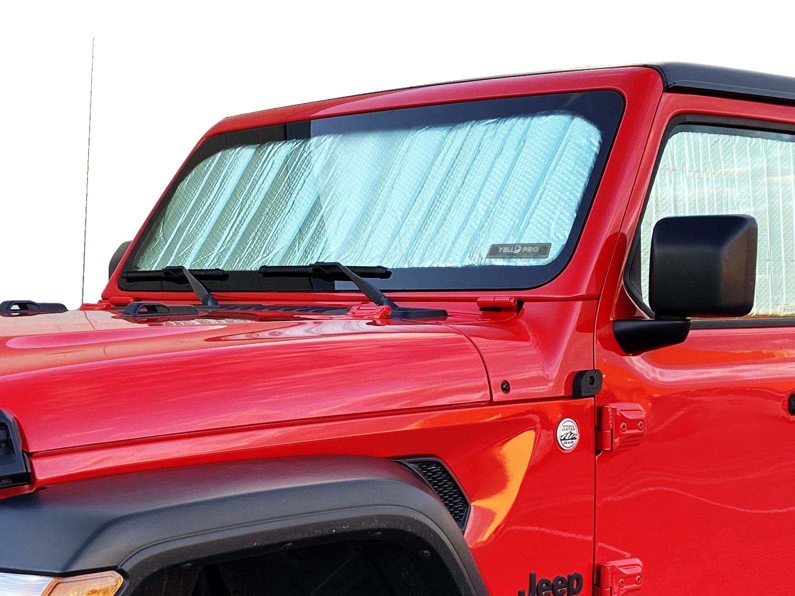 Windshield Sunshade for 2018-2024 Jeep Wrangler 2 Door 4 Door - No Mirror on Windshield & No Sensor