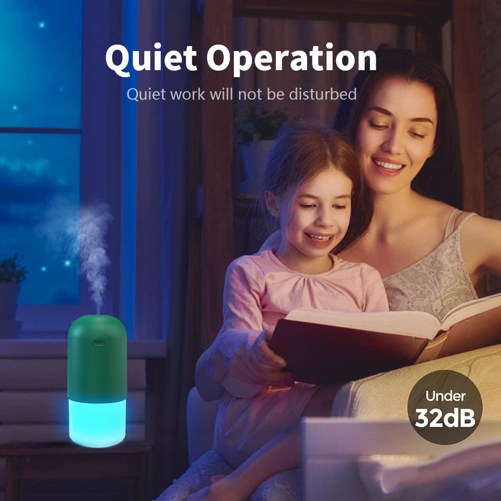 RUXAN Portable Humidifier with USB Charging，400ml Water Tank with Long Working Hours,Ultra Quiet 3-Spray Modes Cool Mist Humidifier Suitable for Office and Home