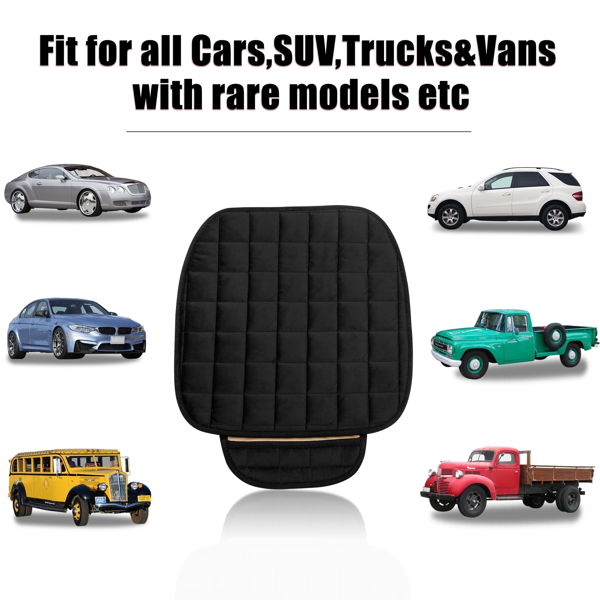 Unique Bargains 2 Pcs Front Car Seat Cover Breathable Plush Pad Chair Cushion for Vehicle Home Office Universal Black