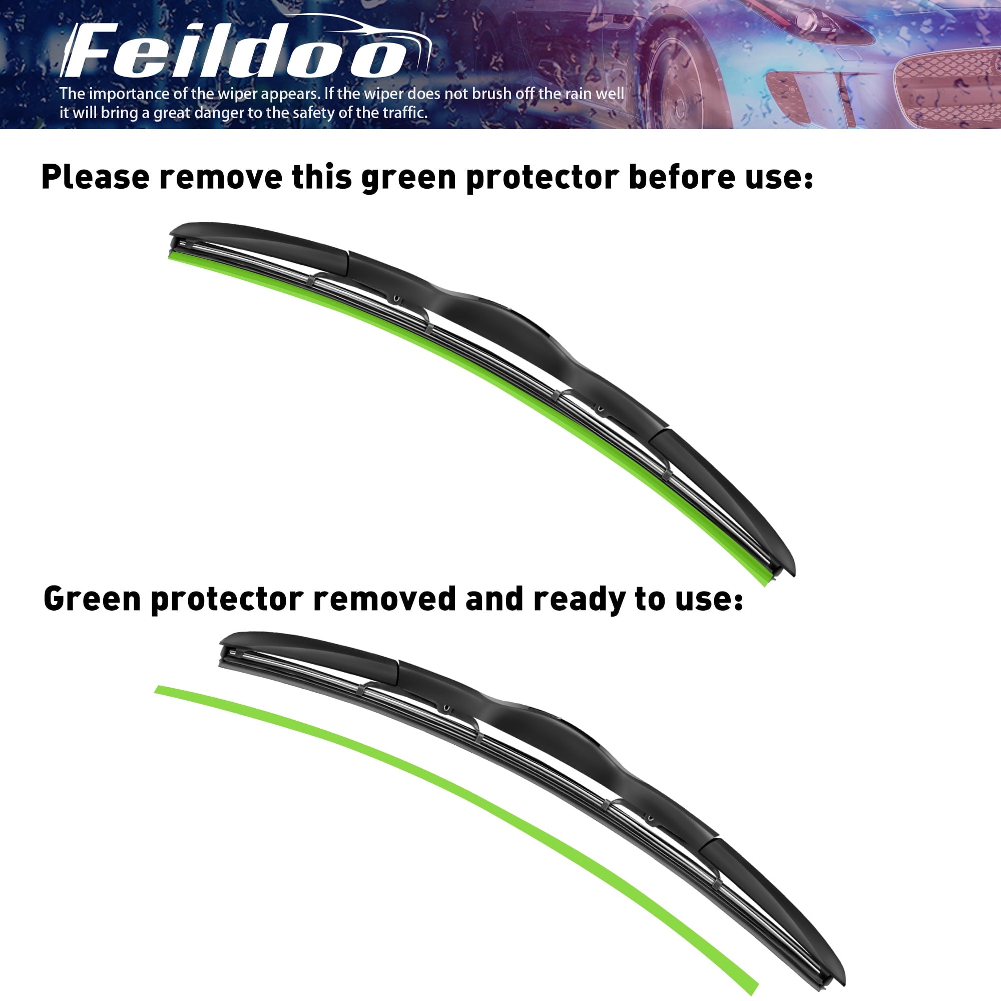Feildoo 26"&16" Wiper Blades Fit For Hyundai Genesis 2015 26"+16" Front Windshield Wiper, Driver and Passenger, J U HOOK, Set of 2