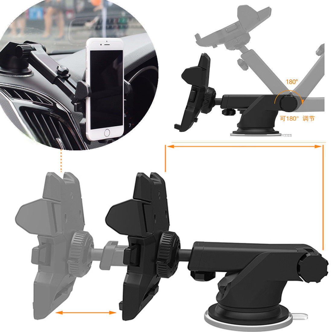 360 Universal Car Windshield Mount Stand Holder for iPhone Moblie Phone GPS PDA