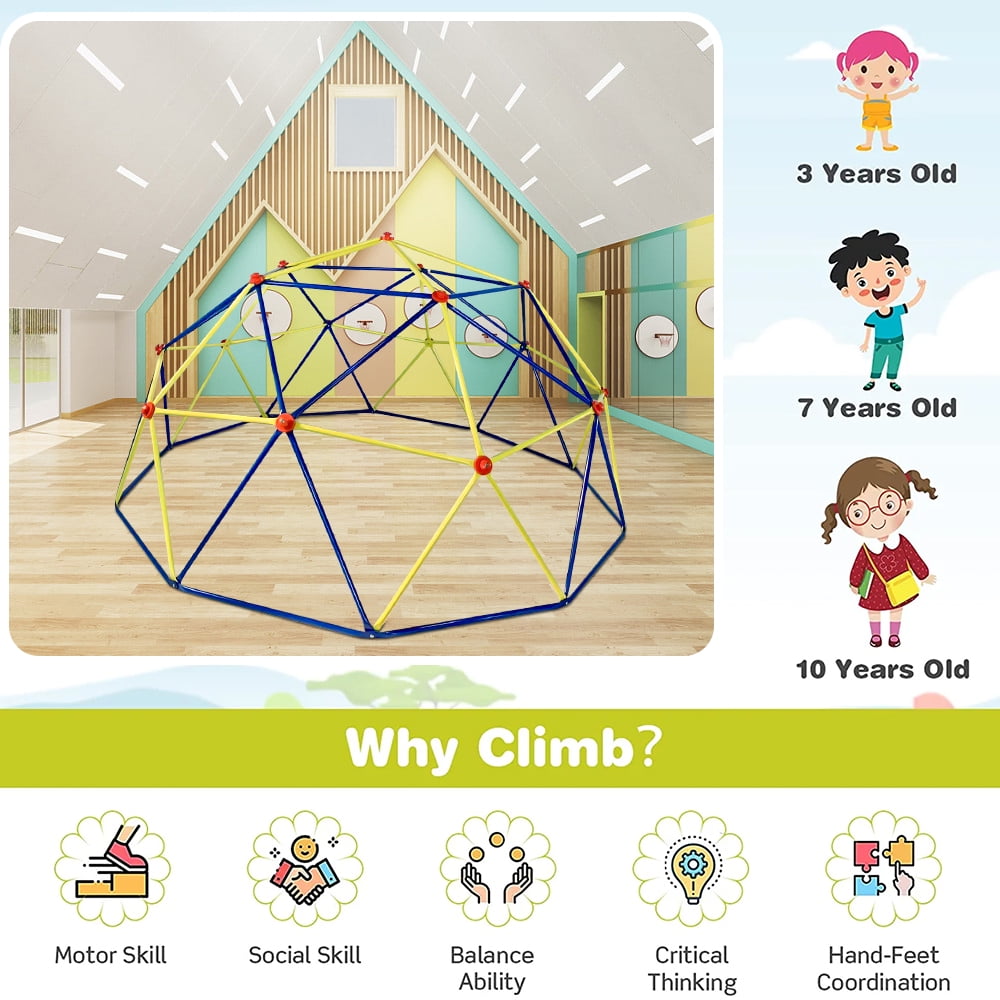 SEGMART 10FT Climbing Dome, Upgraded Dome Climber for Kids 3-10, Supporting 800 lbs, Kids Outdoor Play Equipment Toddler Outside Climbing Toy