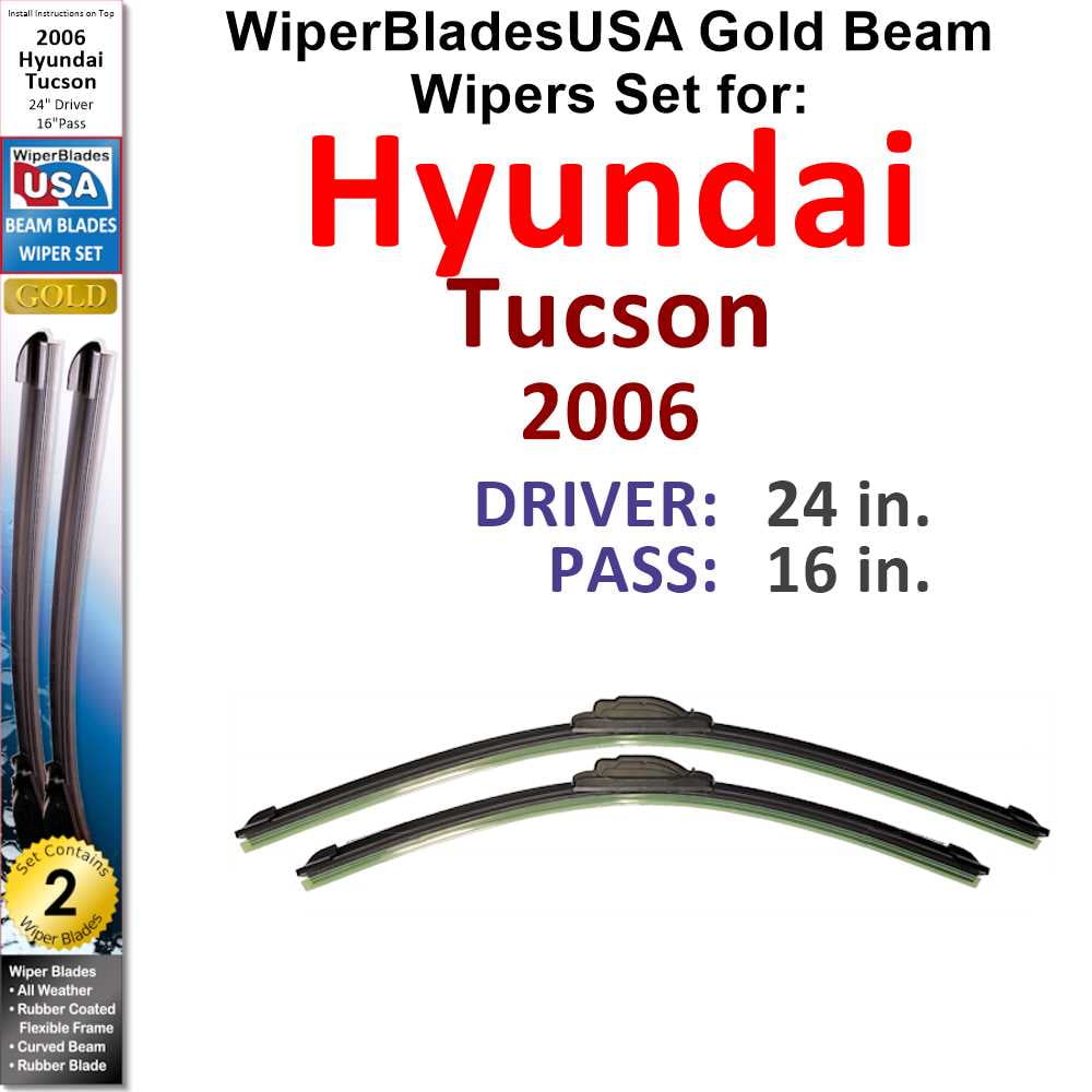 2006 Hyundai Tucson Beam Wiper Blades Wipers WBUSA (Set of 2)