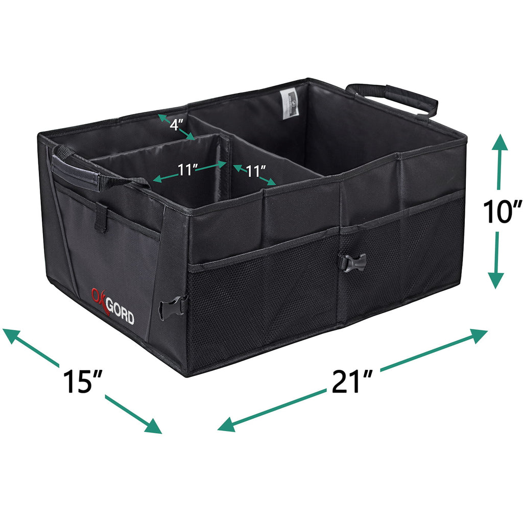 OxGord Auto Trunk Storage Organizer Bin with Pockets (10" Height, 15" Widht, Depth 21")