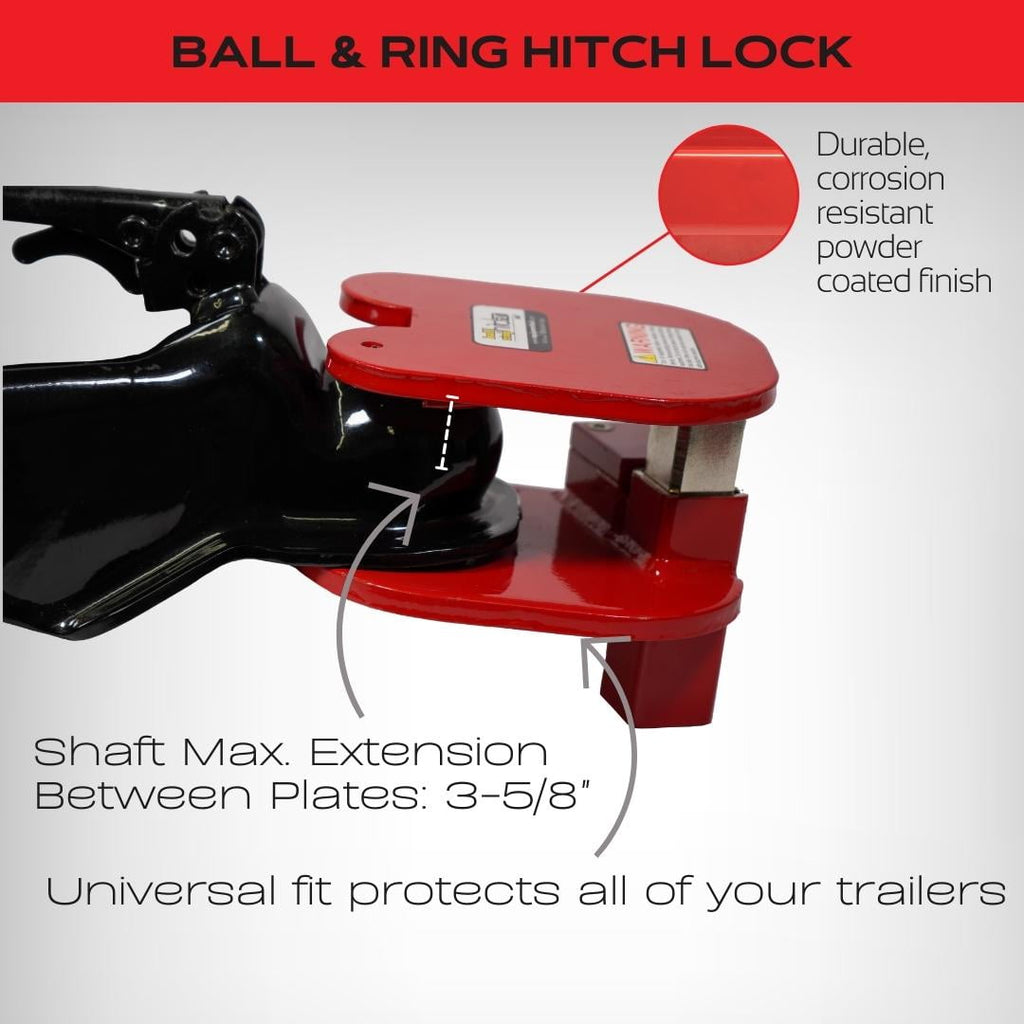 Equipment Lock Co.:  Ball and Ring Hitch Lock-Keyed: Universal Trailer Hitch Lock