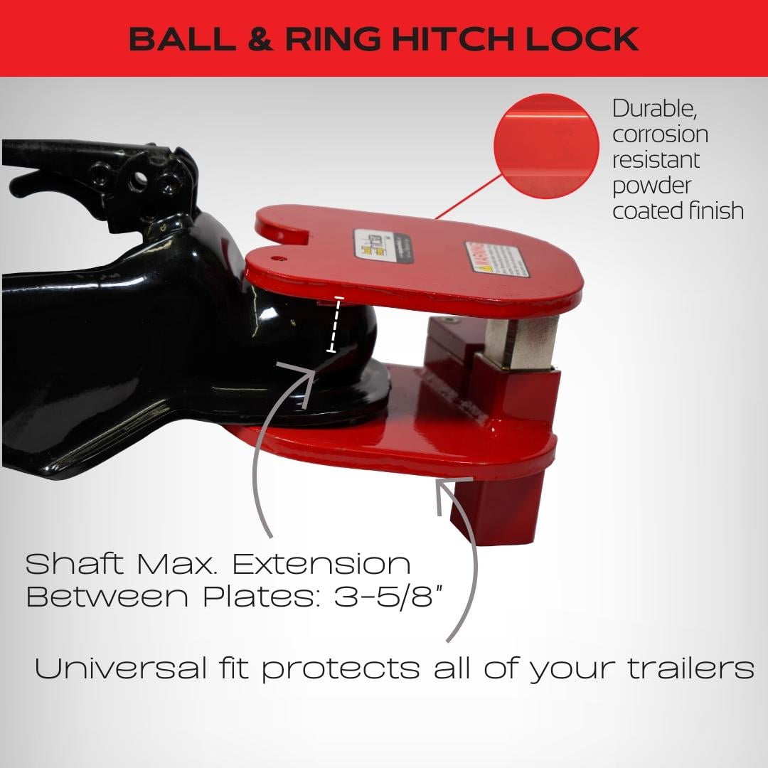 Equipment Lock Co.:  Ball and Ring Hitch Lock-Keyed: Universal Trailer Hitch Lock