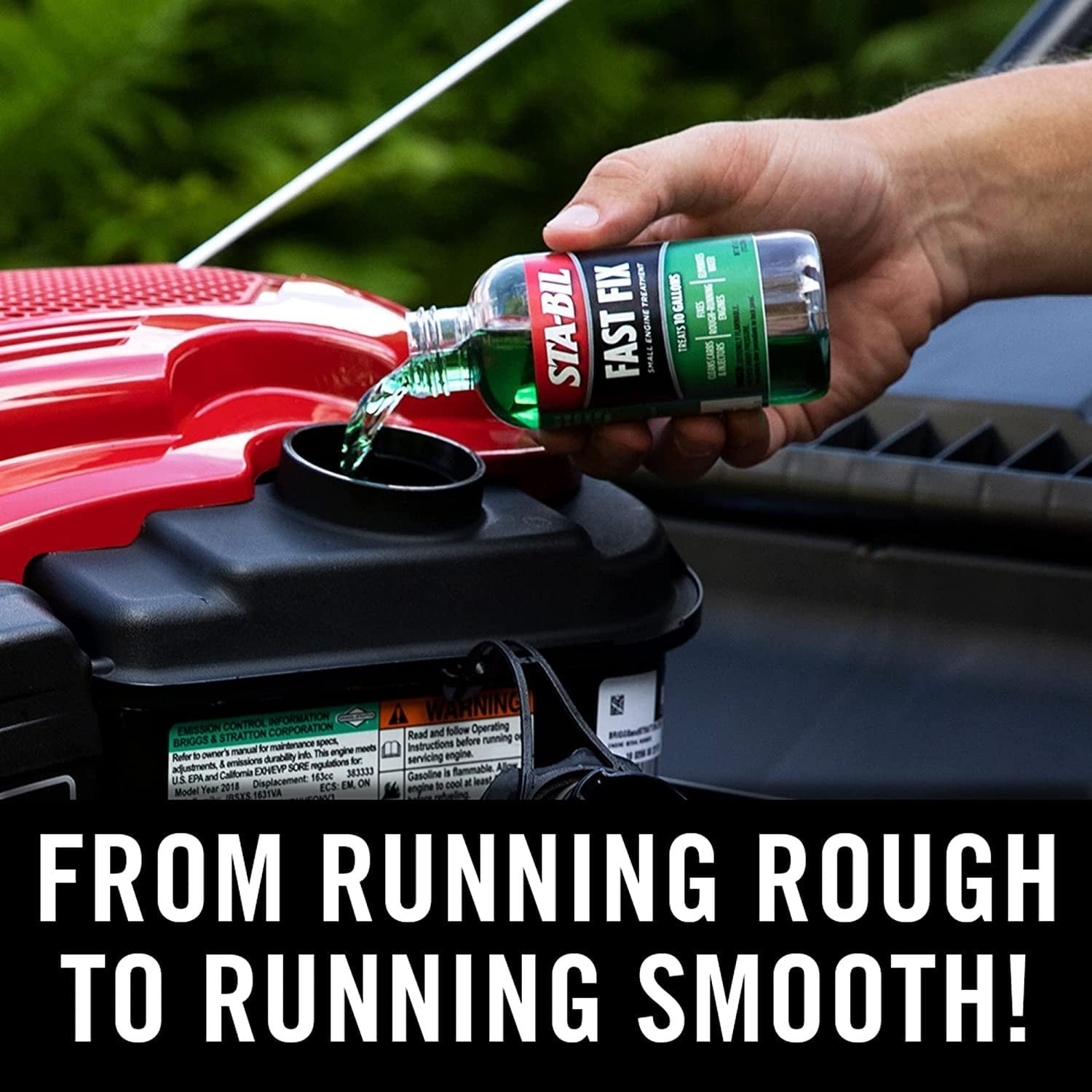 STA-BIL Fast Fix Small Engine Treatment - Cleans Carbs and Injectors - Fixes Rough Running Engines - Eliminates Water - Treats 10 Gallons, 4 fl. oz. 22303, Green