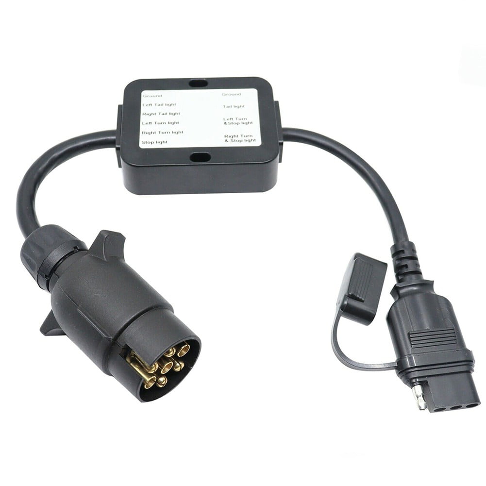 Trailer Light Converter European Round 7-Pin Connector to 4-Way Flat Pin Plug