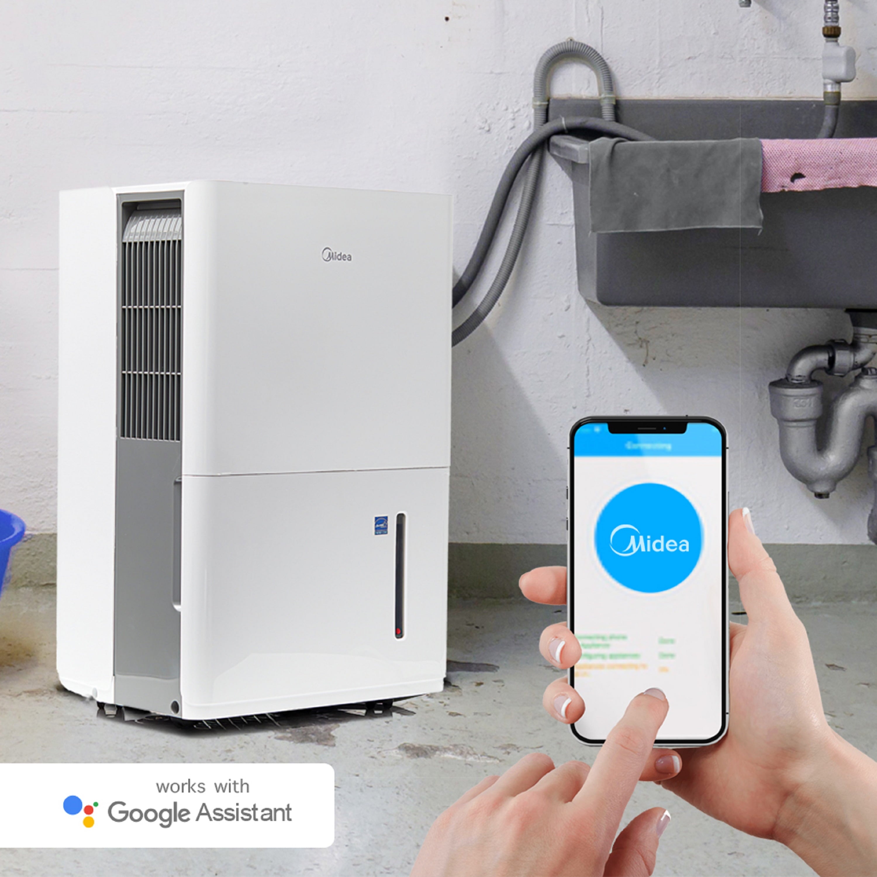 Restored Midea 35-Pint Energy Star Smart Dehumidifier for Very Damp Rooms, White, MAD35S1WWT (Refurbished)