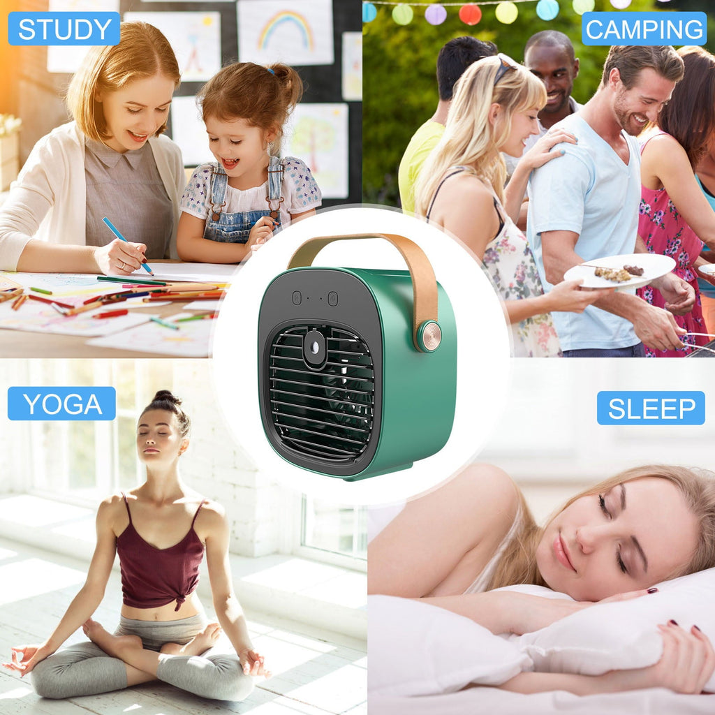 SDJMa Portable Air Conditioner, 3-IN-1 Evaporative Air Cooler with 180ml Water Tank, Adjustable 3 Speeds USB Powered Mini Desk Fan for Room/Office/Camping