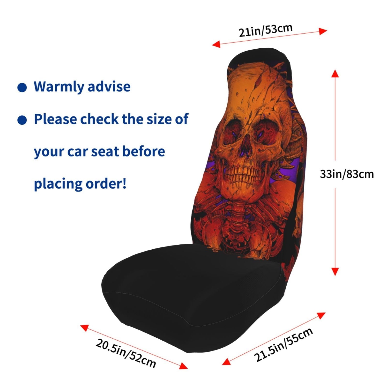 TEQUAN Front Seat Covers, Magic Scary Skull Ghost Pattern 2 Piece Car Seat Cover Fit Most Car SUV Truck Van