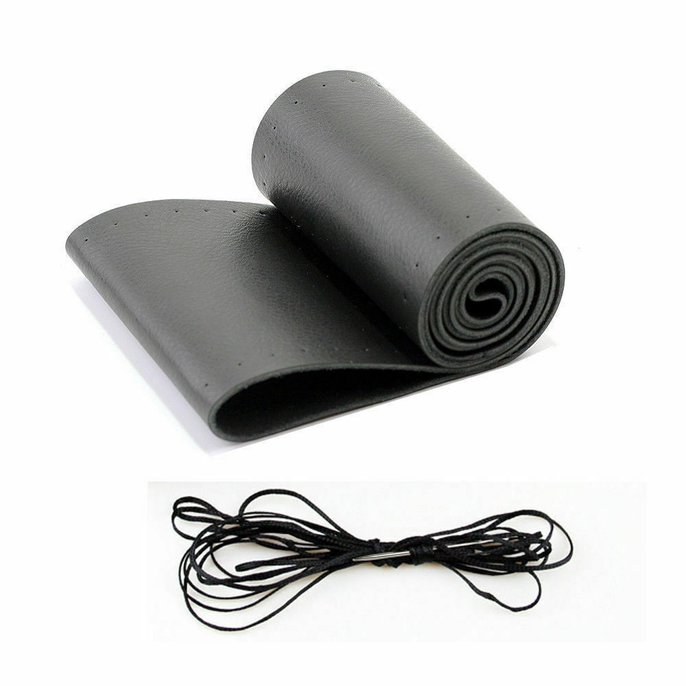 New Black Genuine Leather For TOYOTA 15" Diameter Car Auto Steering Wheel Cover