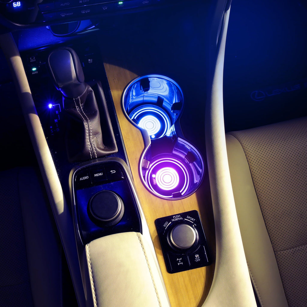 Monster LED 2 Pack Multi-Color LED Cup Holder Light, Universal Car Compatibility, Smart Sensor