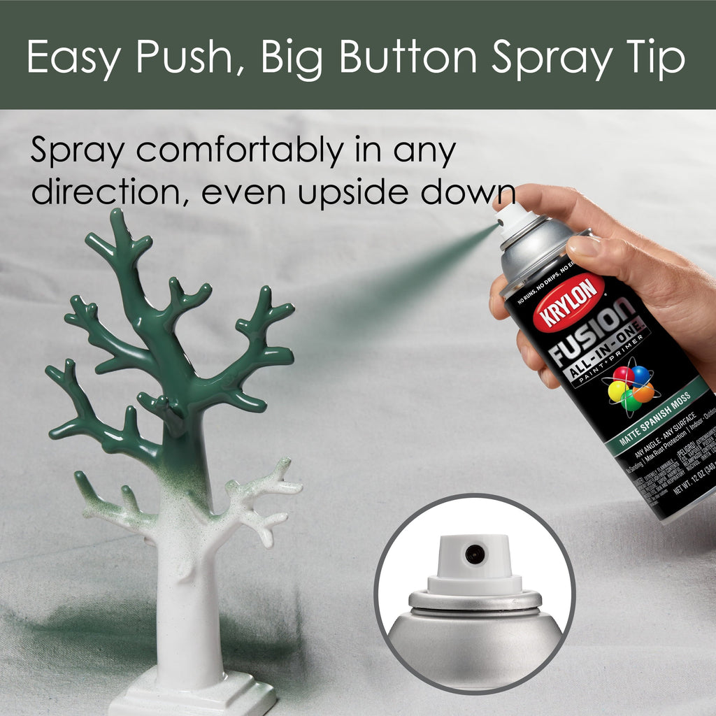 Krylon K02796007 Krylon Fusion All-In-One Spanish Moss Matte 12 oz. Spray Paint, Multi-Surface, (1 Piece, 1 Pack)