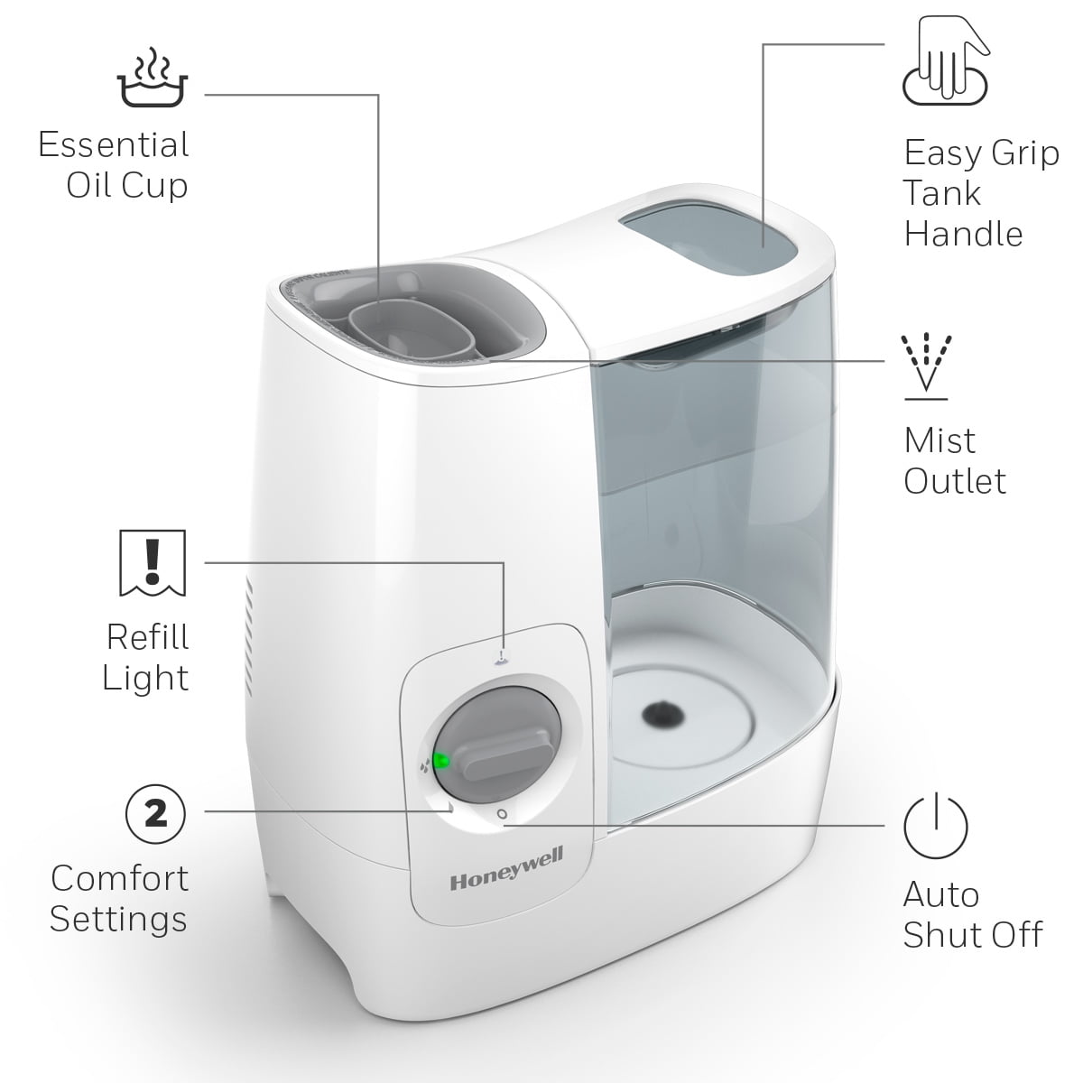 Honeywell 1 Gallon Filter Free Warm Mist Humidifier HWM845W, White