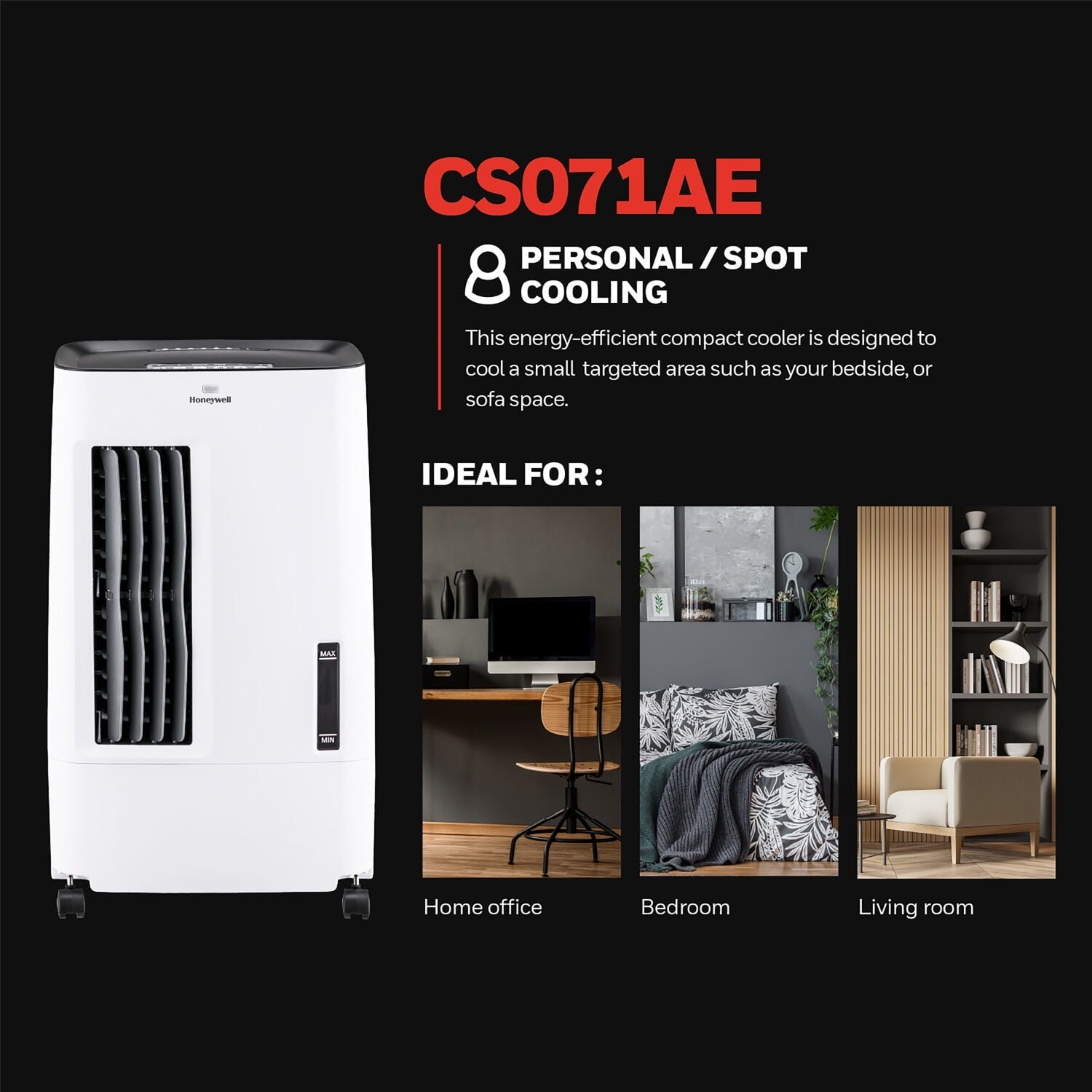 Honeywell 176 CFM Indoor Evaporative Air Cooler (Swamp Cooler) with Remote Control in White/Gray
