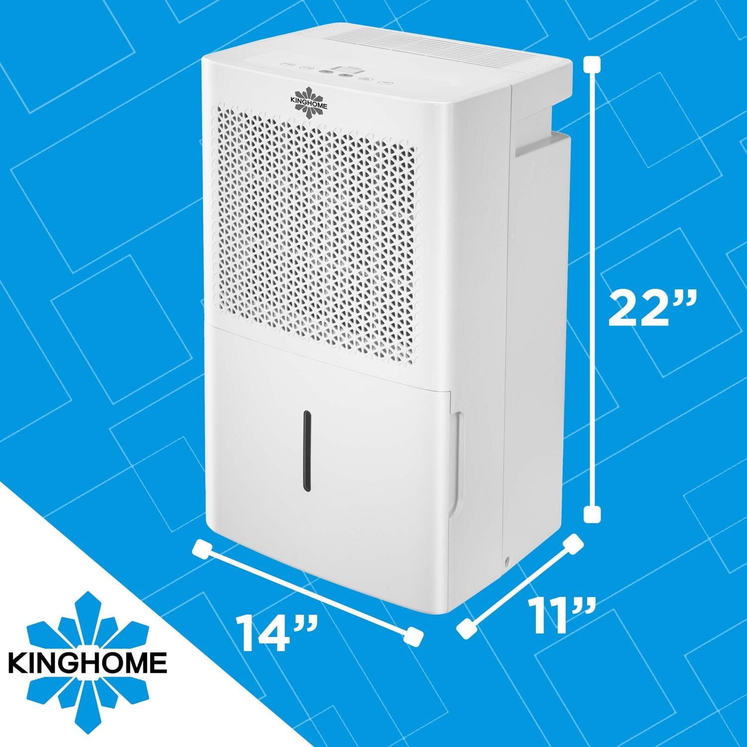 Kinghome Energy Star 35-Pint Portable Dehumidifier | Removes Moisture in Garages, Basements, Living Rooms, Large Areas up to 3,500 Sq.Ft. | LED Display | Removable Tank | KHD35BW