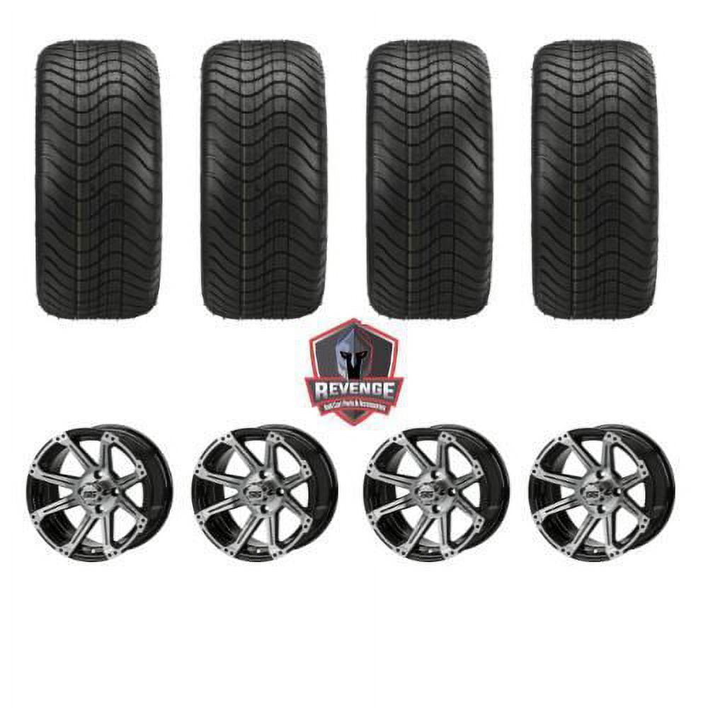 12" Rampage Machined Black Golf Cart Wheels and Tires Combo (215/40-12) Set of 4