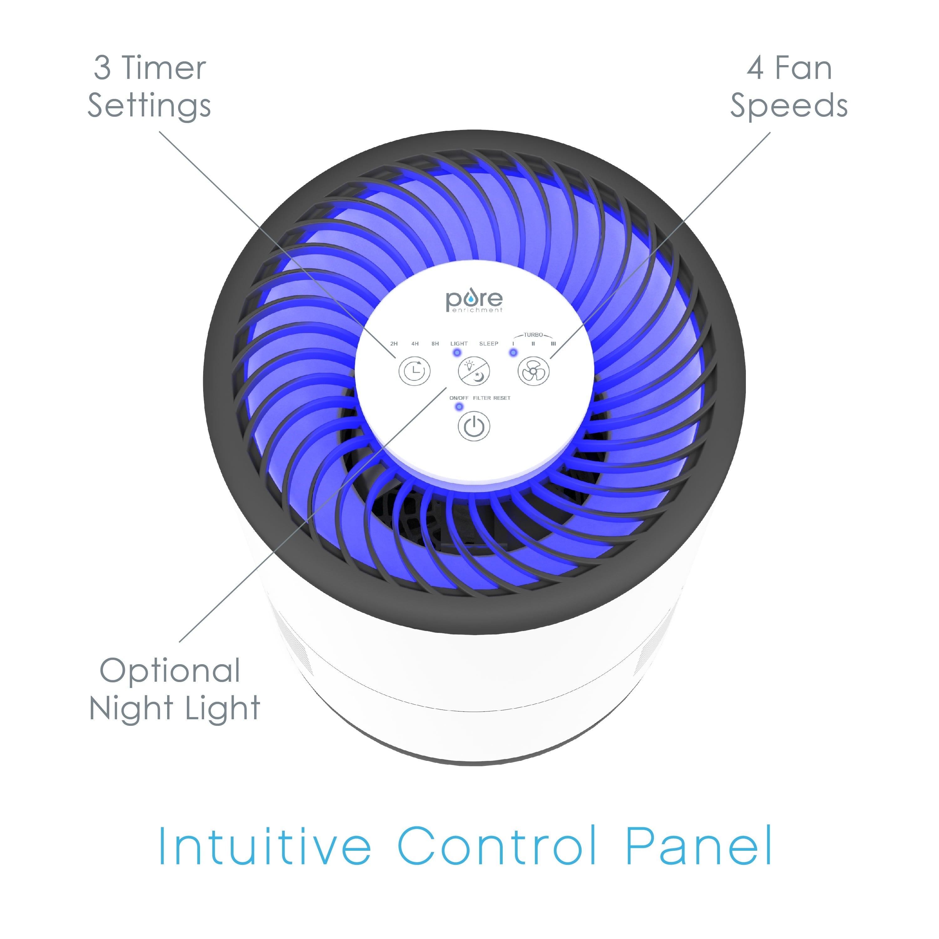 Pure Enrichment® MistAire™ Eva - Mist-Free Evaporative Humidifier (2.8L) with Filter, 4-Speeds, Large Room Coverage up to 500 sq. ft., and Auto Shut-Off Timer