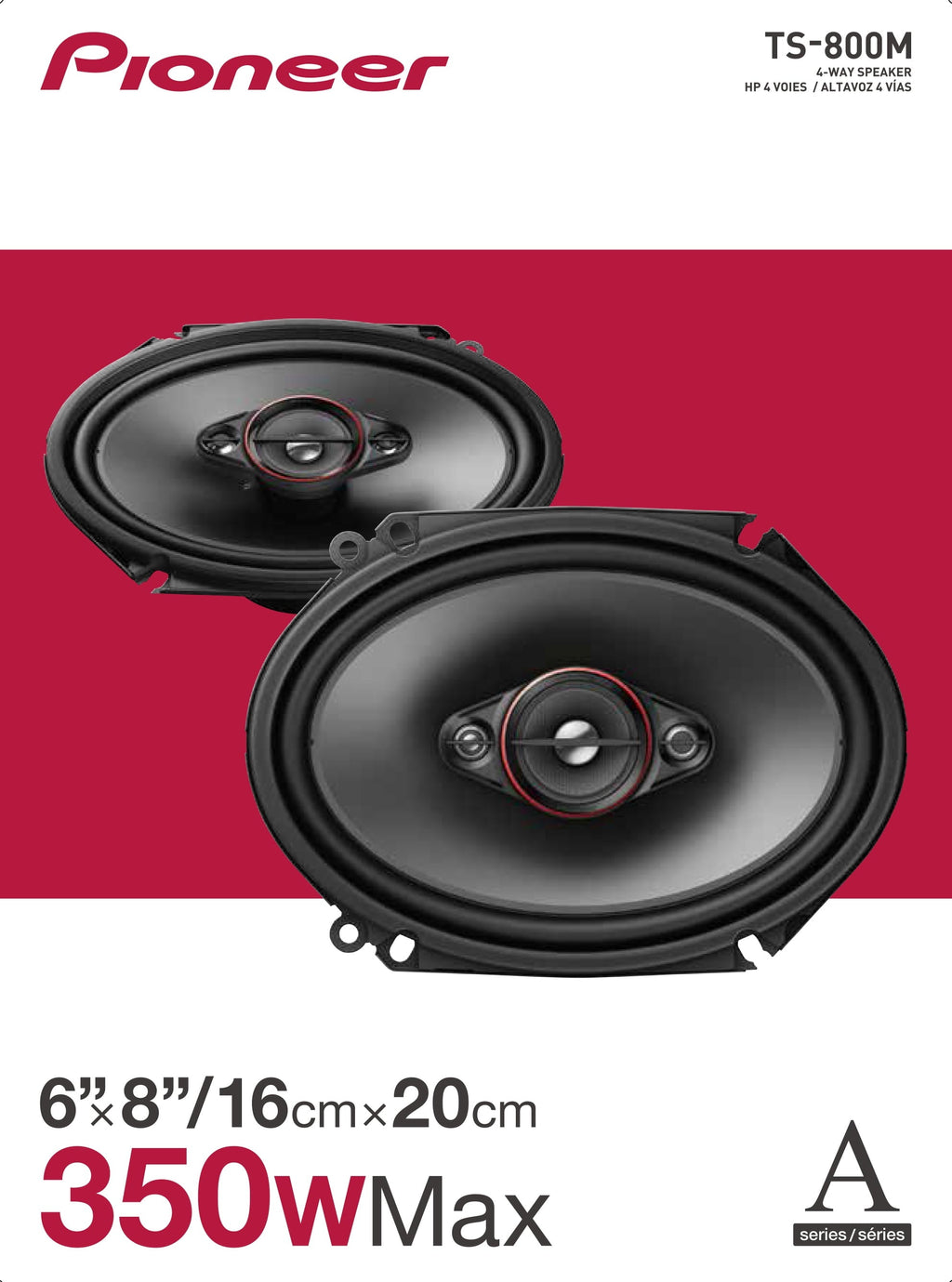 Pioneer TS-800M 6" x 8" - 4-way 350 W Max Power | 11mm Tweeter and 11mm Super Tweeter and 1-5/8" Cone Midrange | Coaxial Speakers (Sold in Pairs)