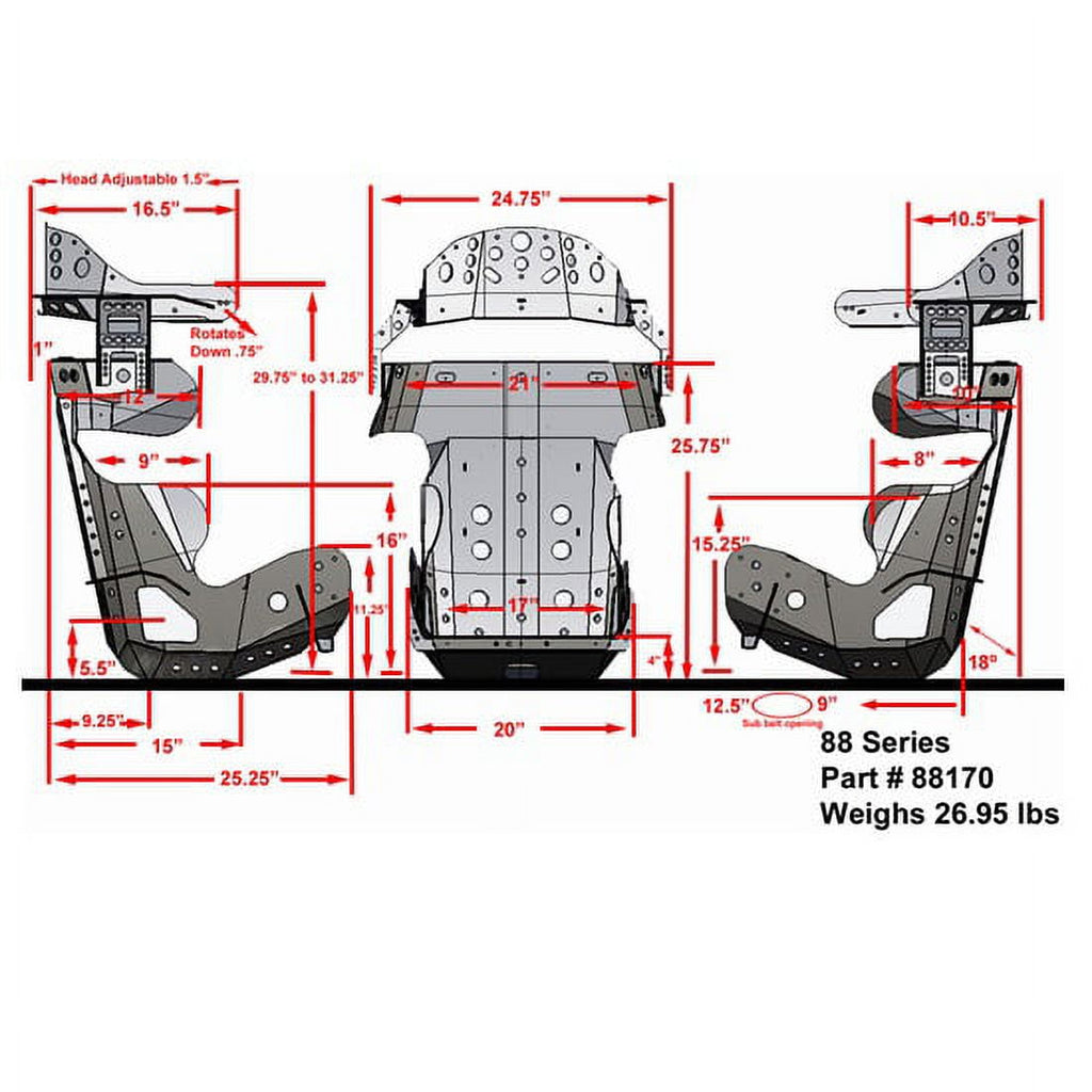 Kirkey 88 Series 18 Degree Racing Seat, 18.5 Inch