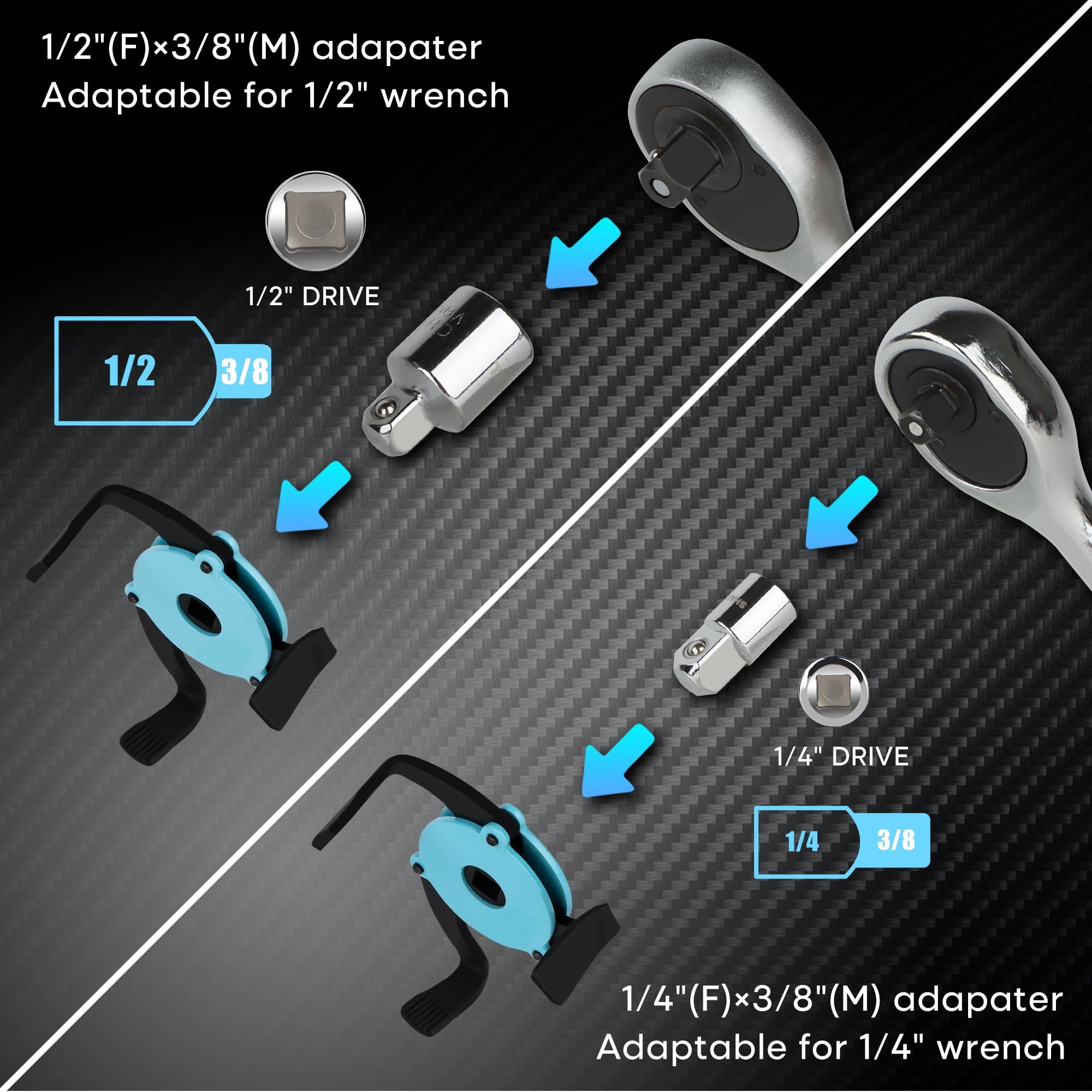 SHALL Oil Filter Wrench, 4PC Oil Filter Removal Tool, 12 Inch Adjustable Metal Oil Filter Pliers, 2PC Adapters, 2-Pack PVC Gloves