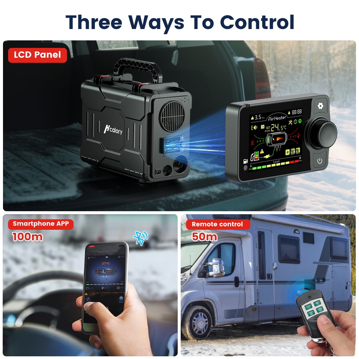 HCALORY Diesel Air Heater, 12V 8KW All-In-One Portable Handheld Toolbox with Bluetooth APP Control and LCD Monitor for Car Trucks Boat Bus RV Trailer Motor-Homes and Camper, Black